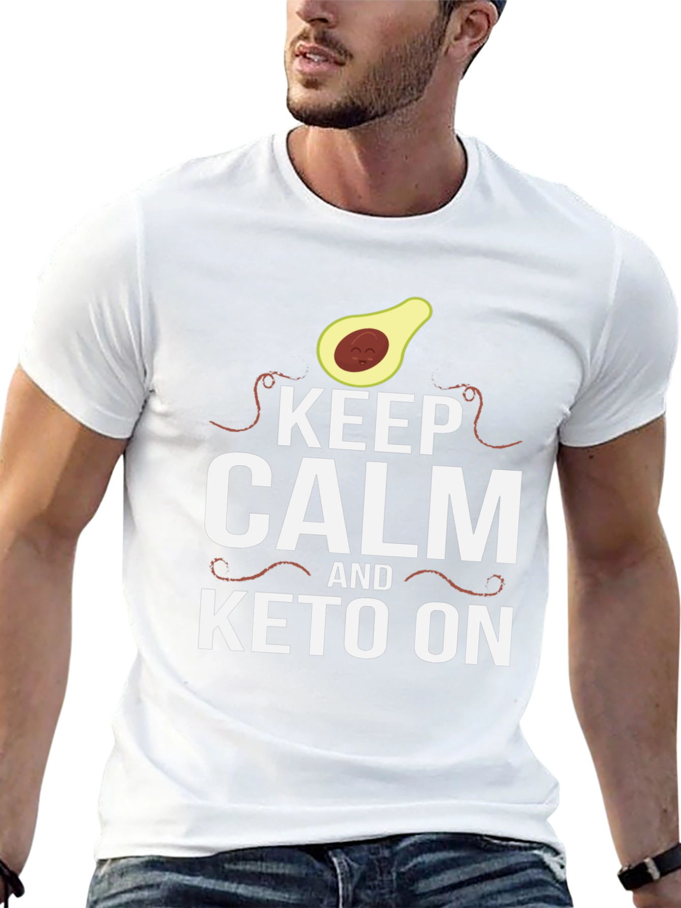 Black Keep Calm and Keto On Black T-Shirt view 13