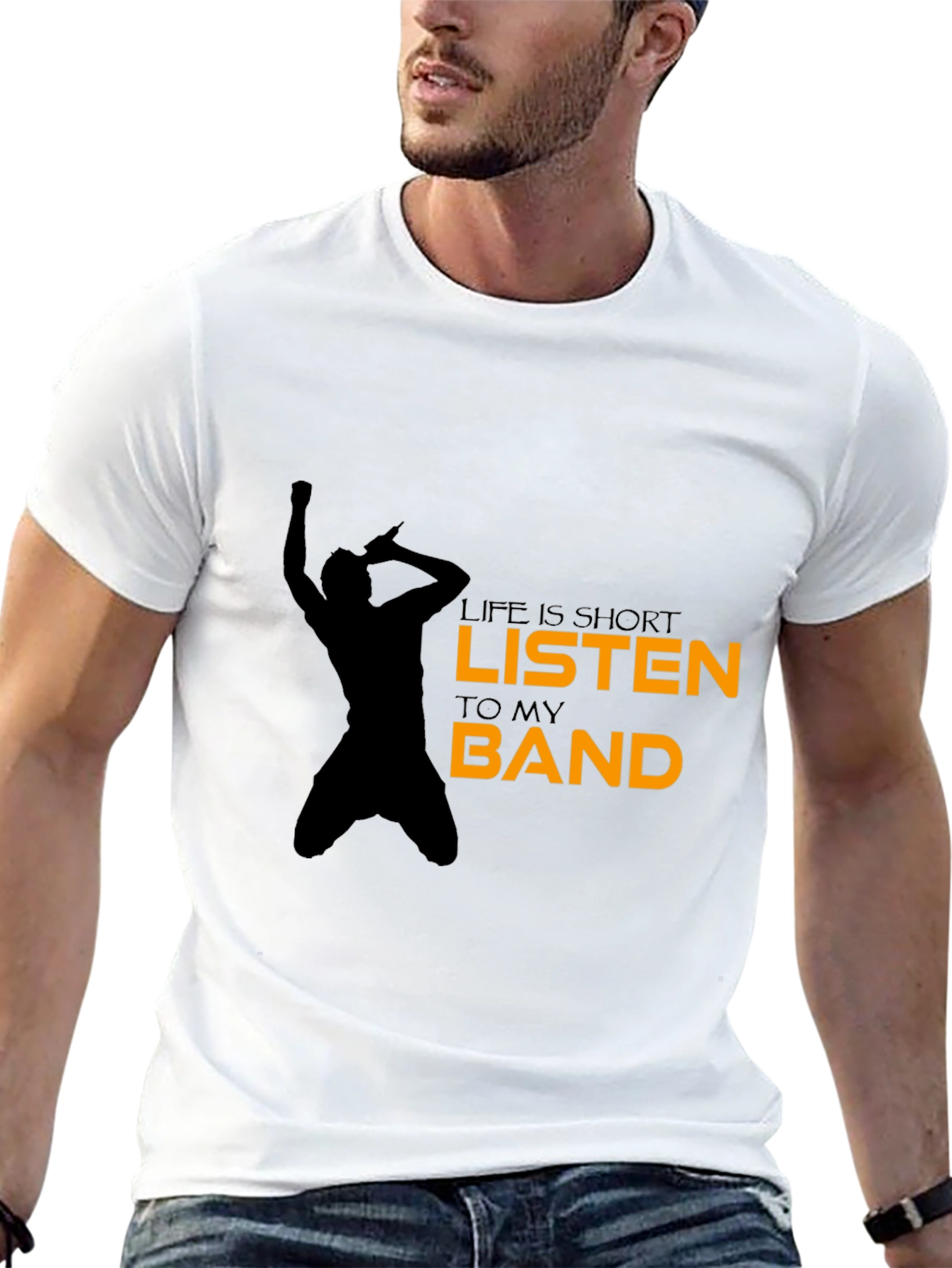 Black Life Is Short Listen to My Band Black T-Shirt view 13