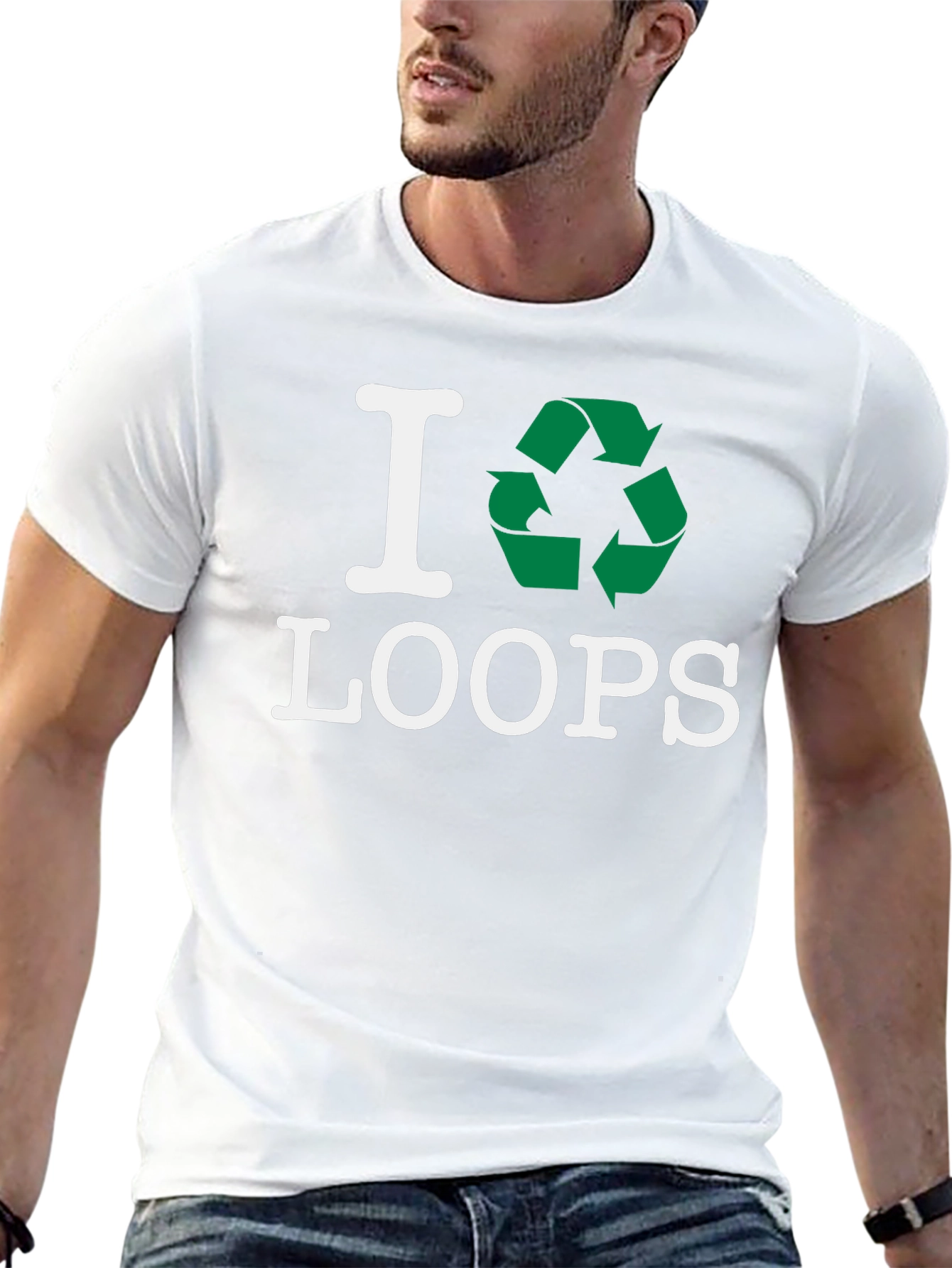 Black I Recycle Loops T-Shirt - Eco Friendly Fashion view 13
