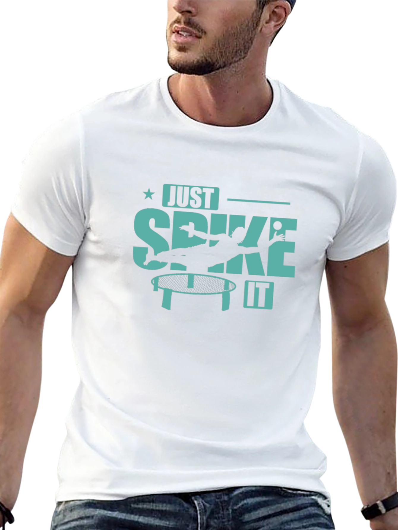 Black Just Spike It T-Shirt - Sporty Roundnet Design view 13