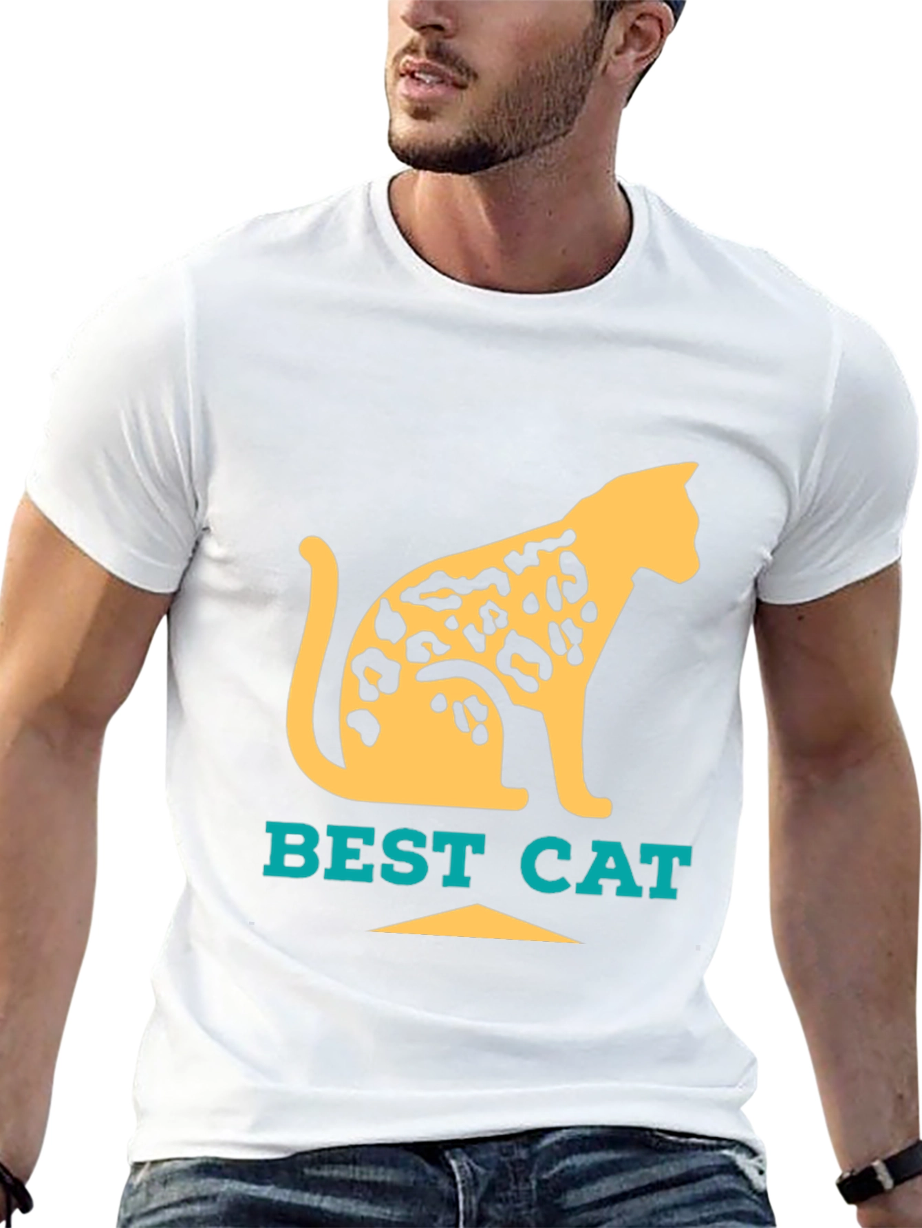 Black Best Cat Leopard Print T-Shirt - Cool Graphic Tee view 13