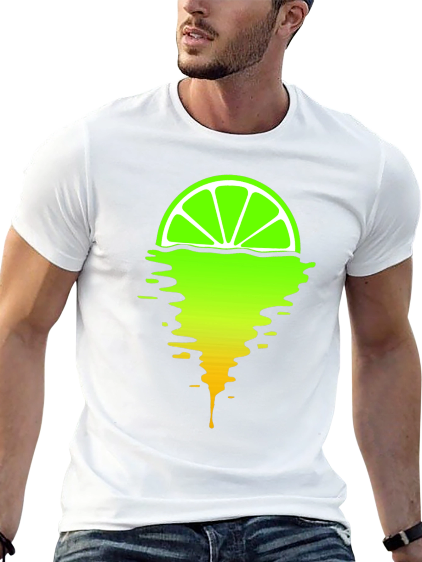 Black Melting Lime Graphic T-Shirt - Stylish Men's Tee view 13