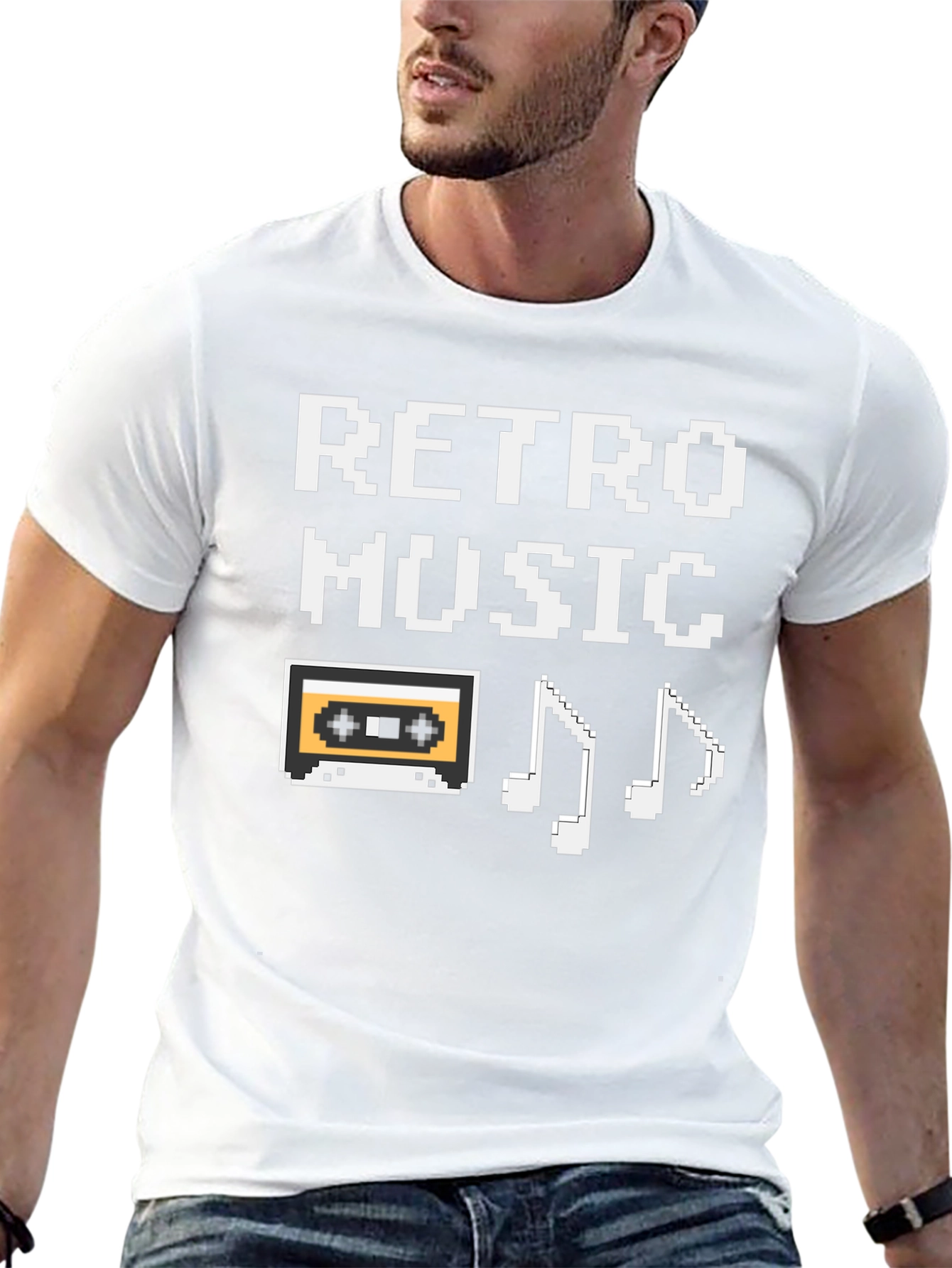 Black Retro Music Pixel T-Shirt - Vintage 8-Bit Style! view 13