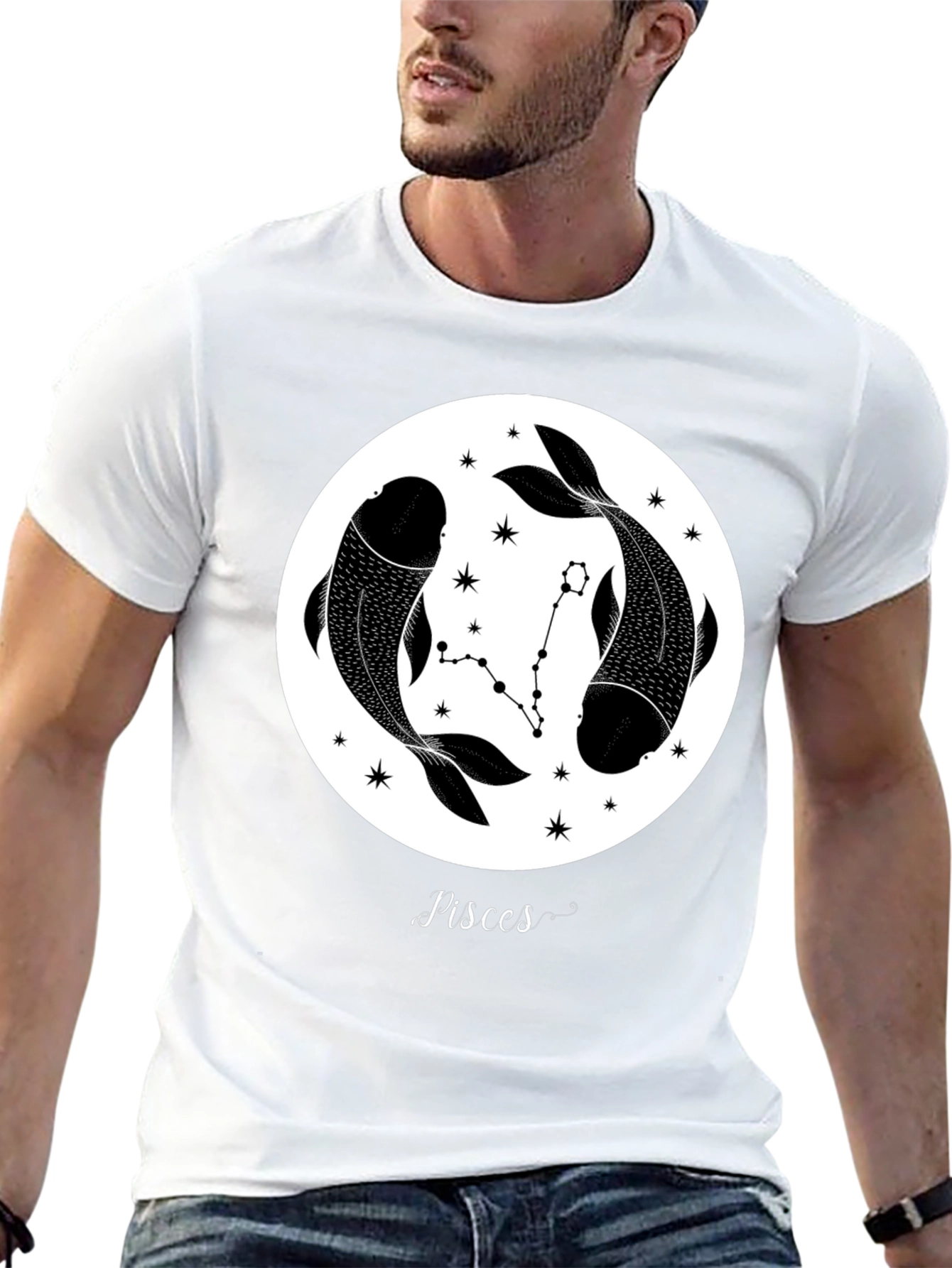 Black Pisces Zodiac Black Graphic Tee view 13