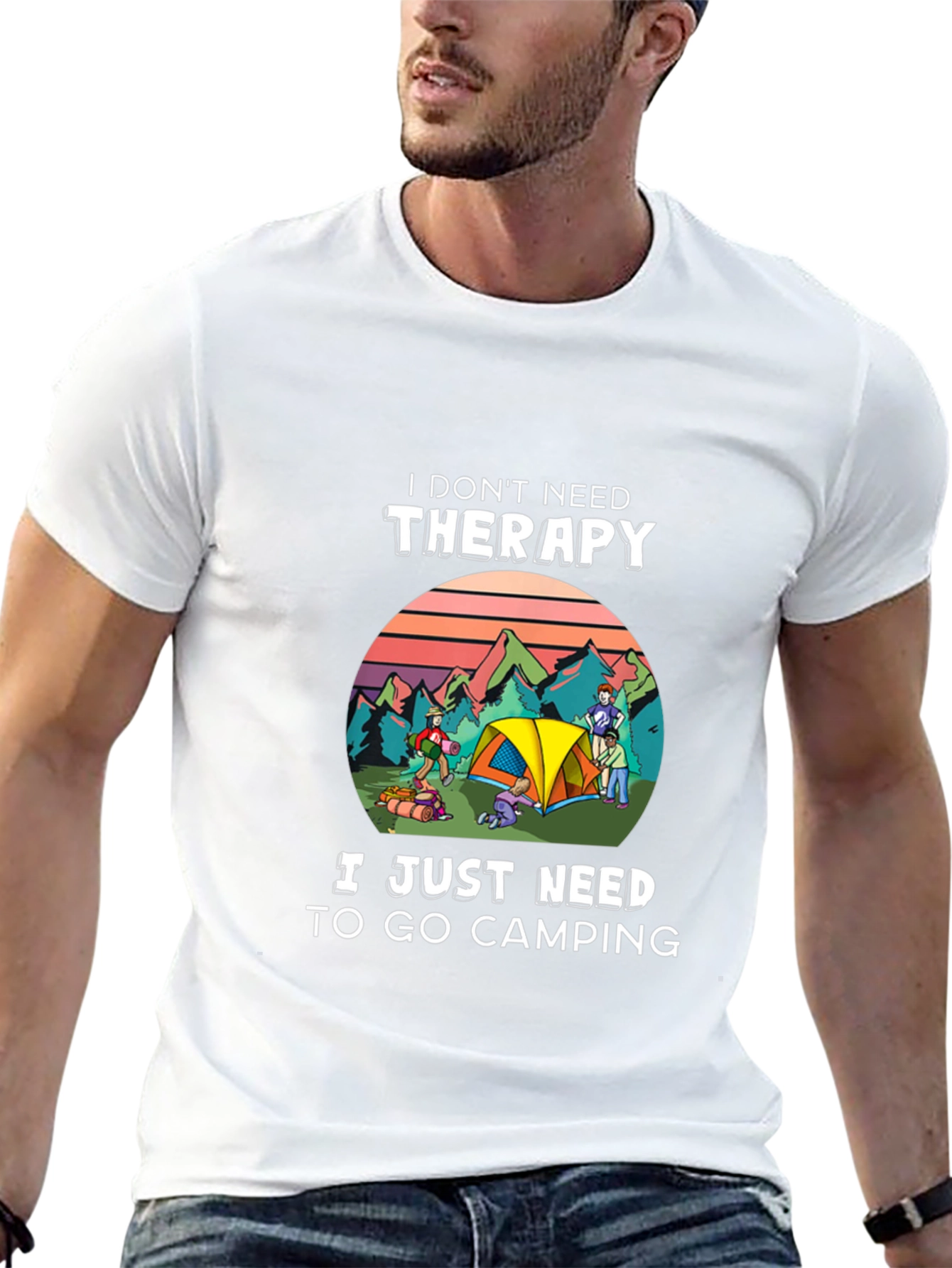 Black Camping Therapy T-Shirt - Nature Lover Tee view 13