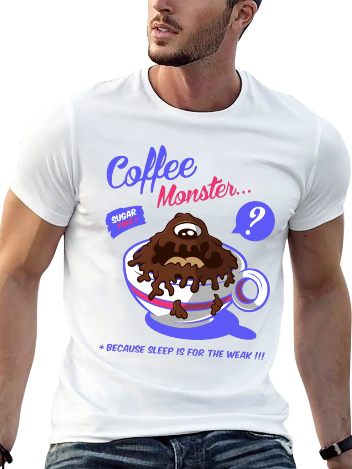 Black Coffee Monster Graphic T-Shirt - Sleep is for the Weak! view 13