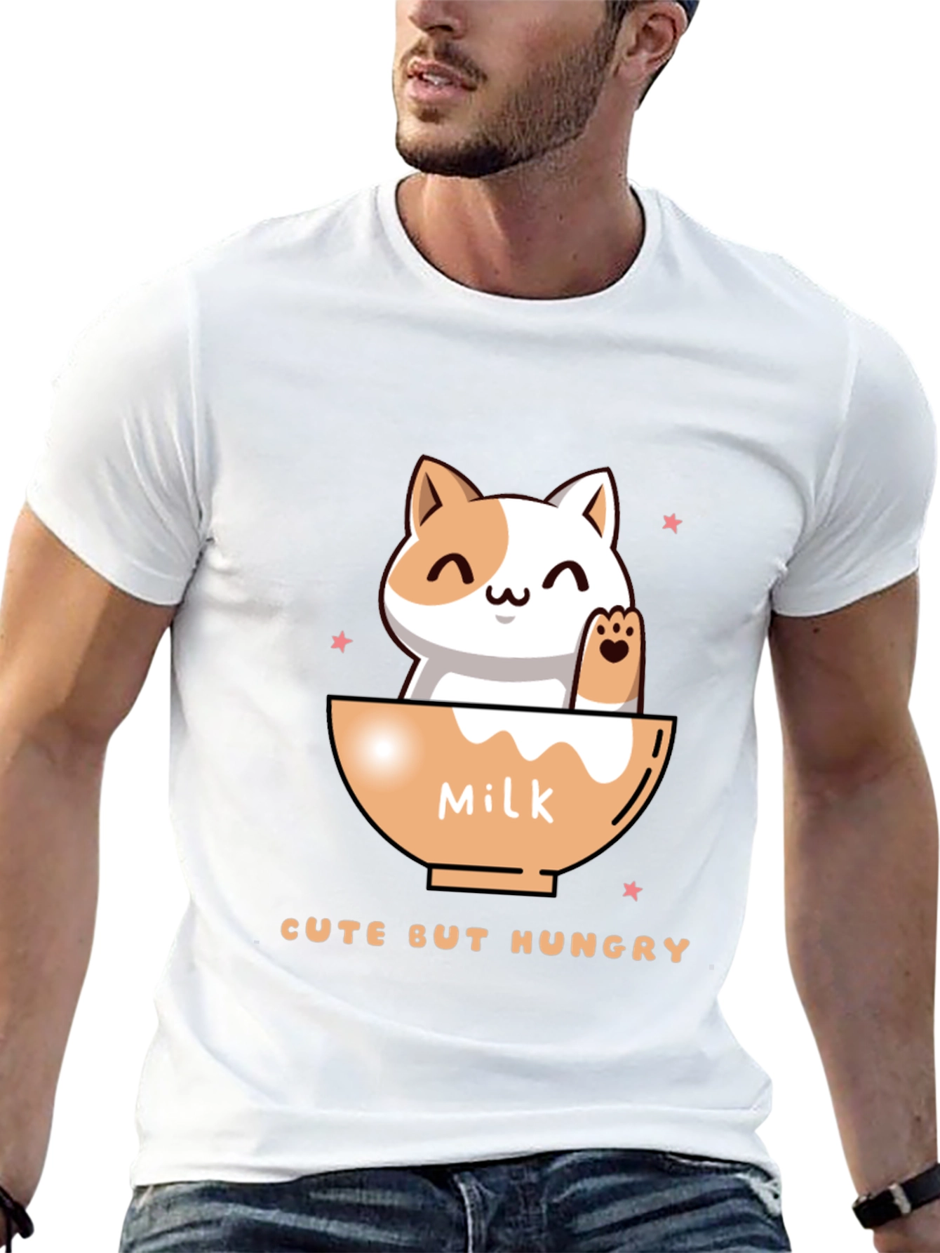 Black Cute But Hungry Cat Graphic Tee view 13