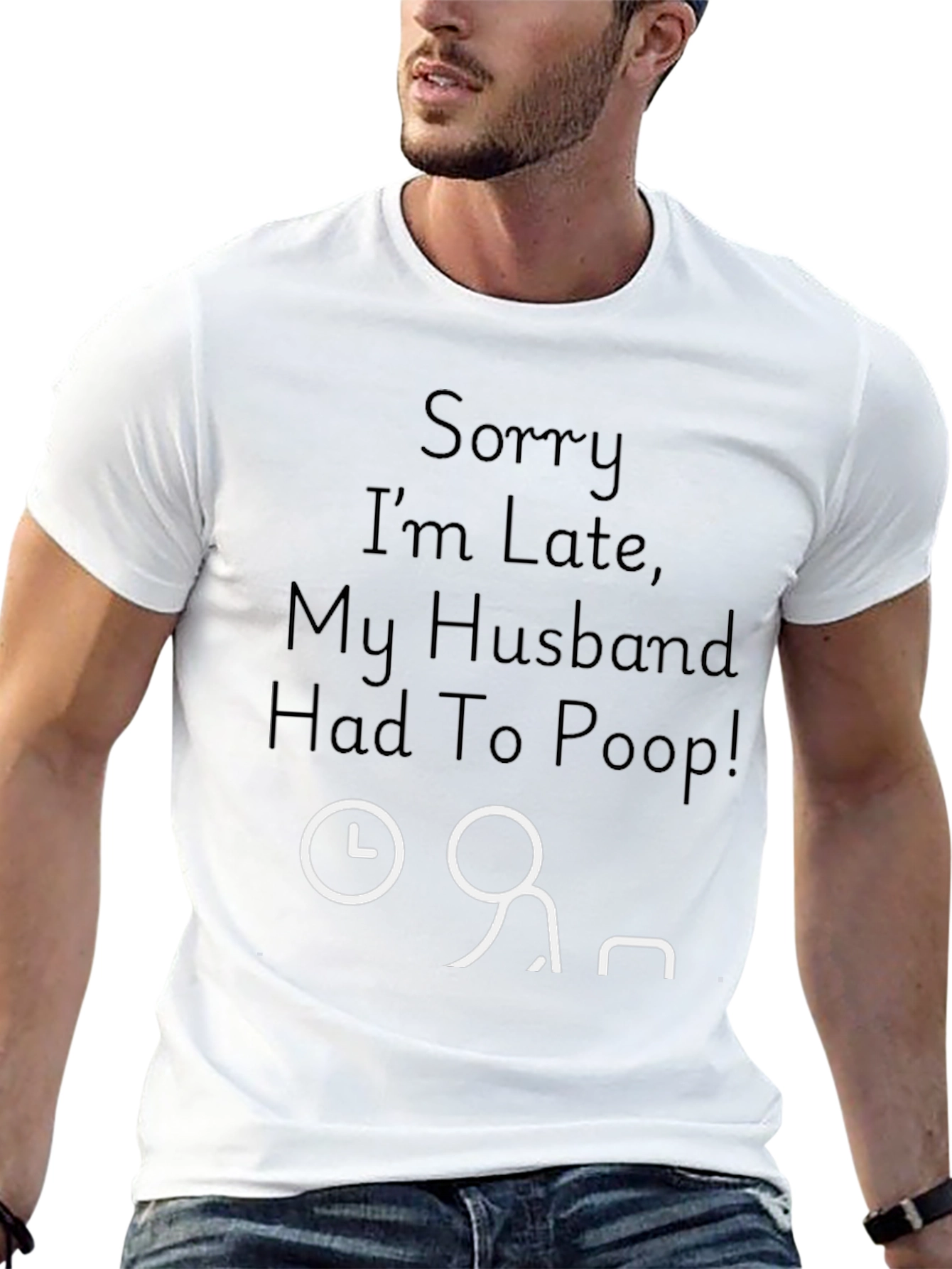 Black Funny "Husband Poop" Graphic Tee view 13