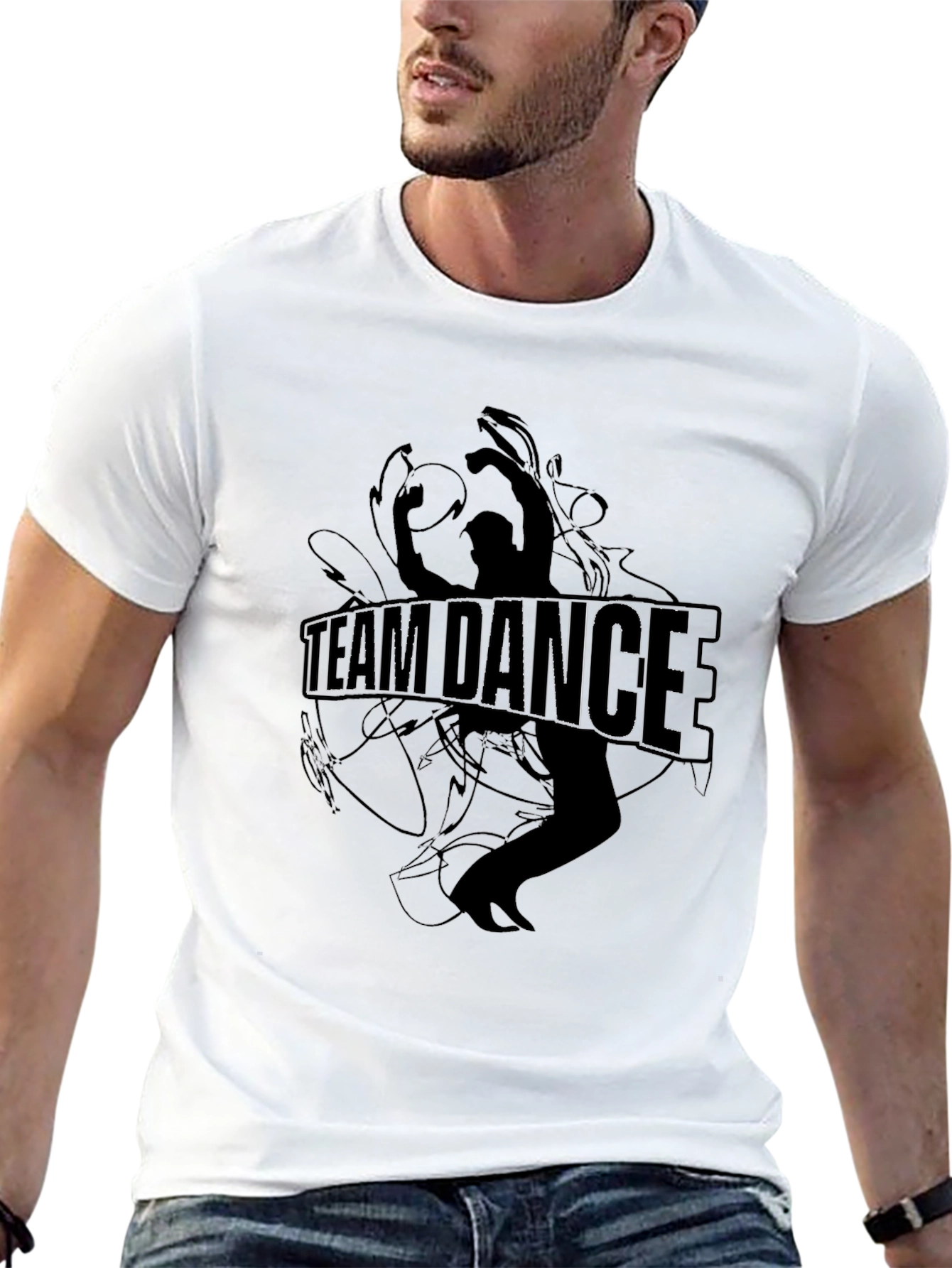Black Team Dance Graphic Tee - Black Unisex T-Shirt view 13