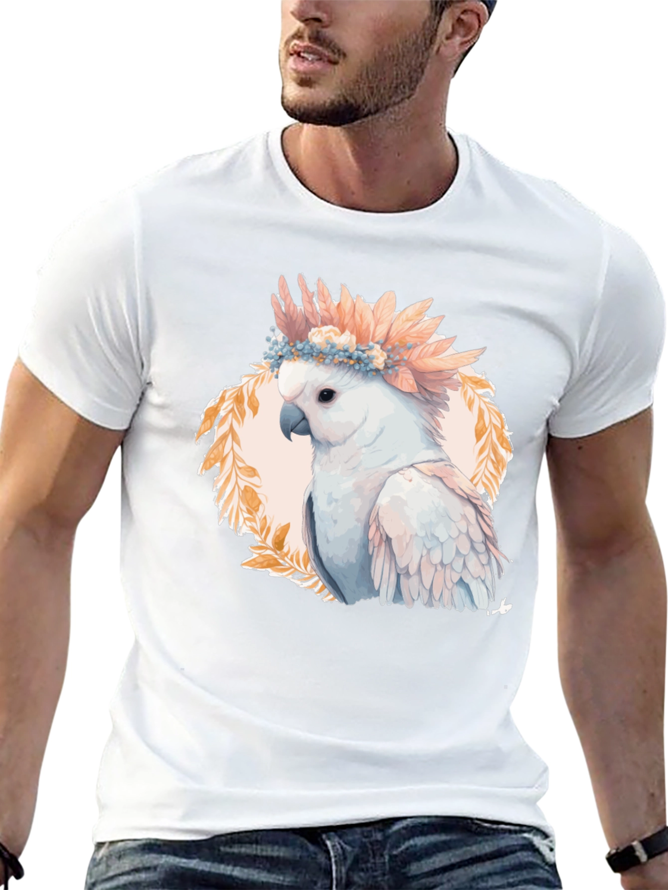 Black Cockatoo Flower Crown Graphic Tee view 13