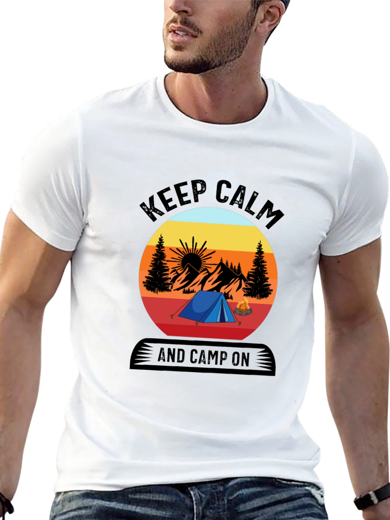 Black Keep Calm and Camp On T-Shirt view 13