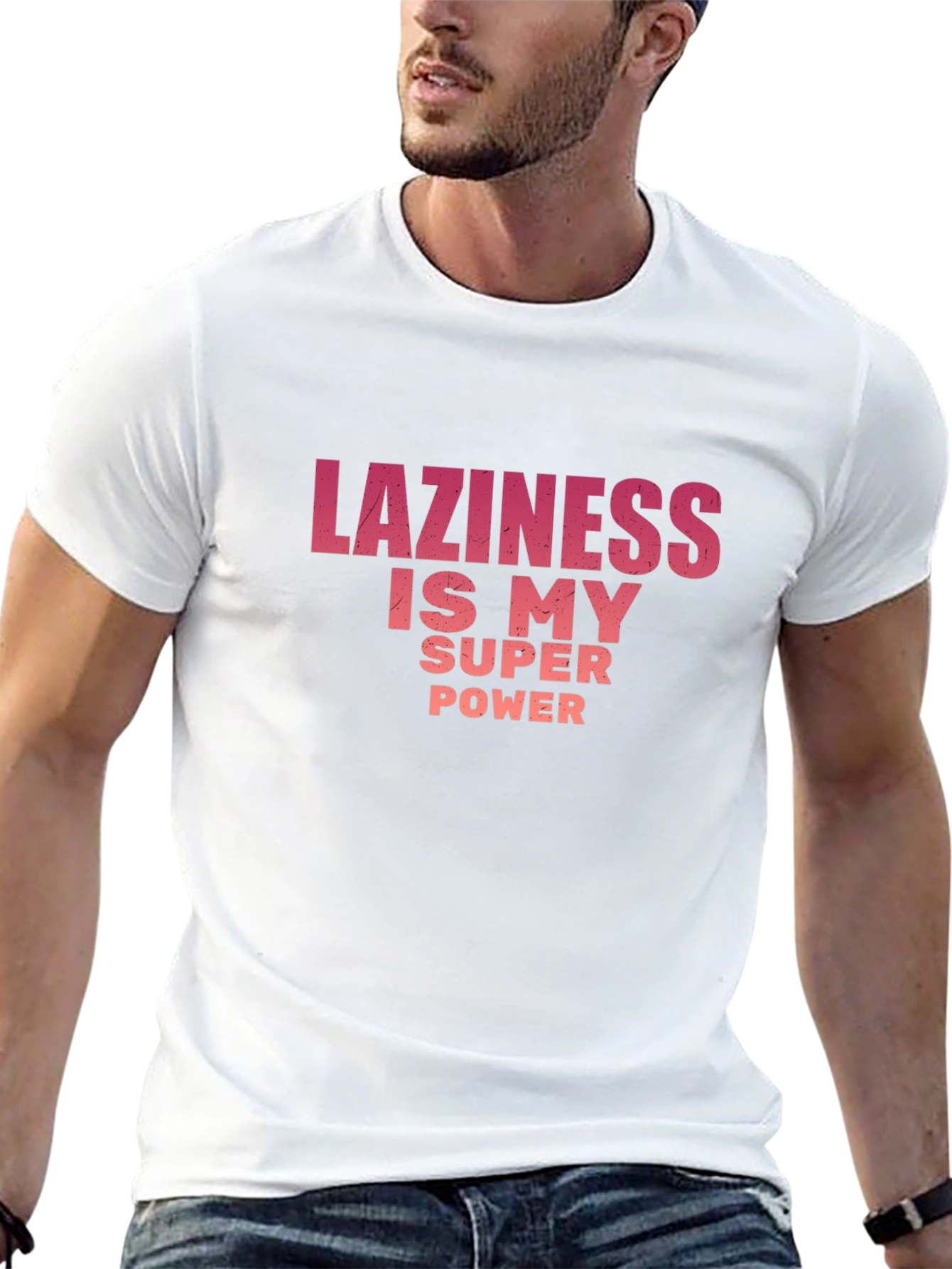 Black Funny Laziness is My Super Power Graphic T-Shirt view 13