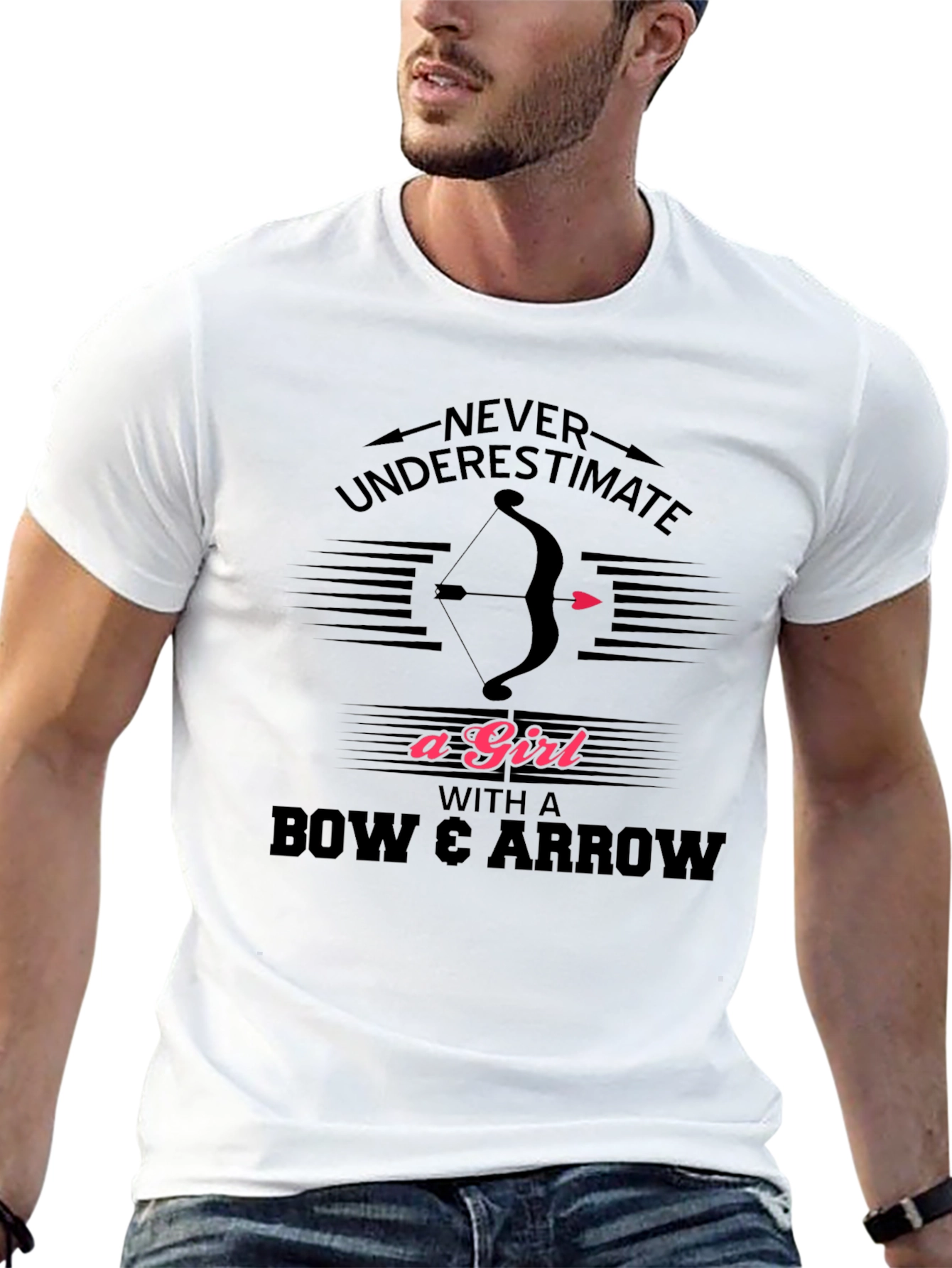 Black Never Underestimate A Girl Bow Arrow T-Shirt view 13