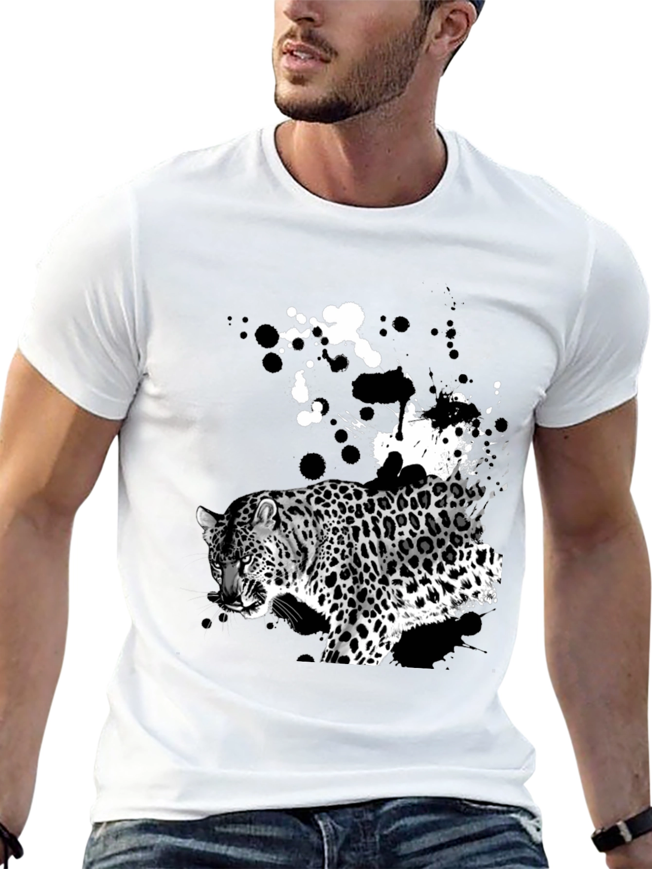 Black Leopard Print Graphic Tee view 13