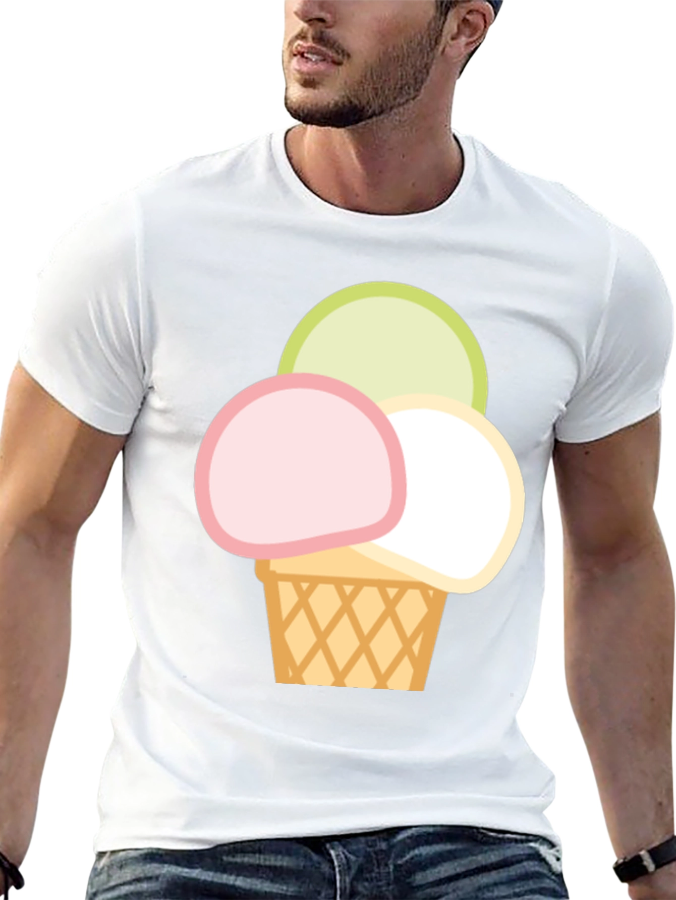 Black Ice Cream Scoop Graphic Tee - Casual Cotton T-Shirt view 13