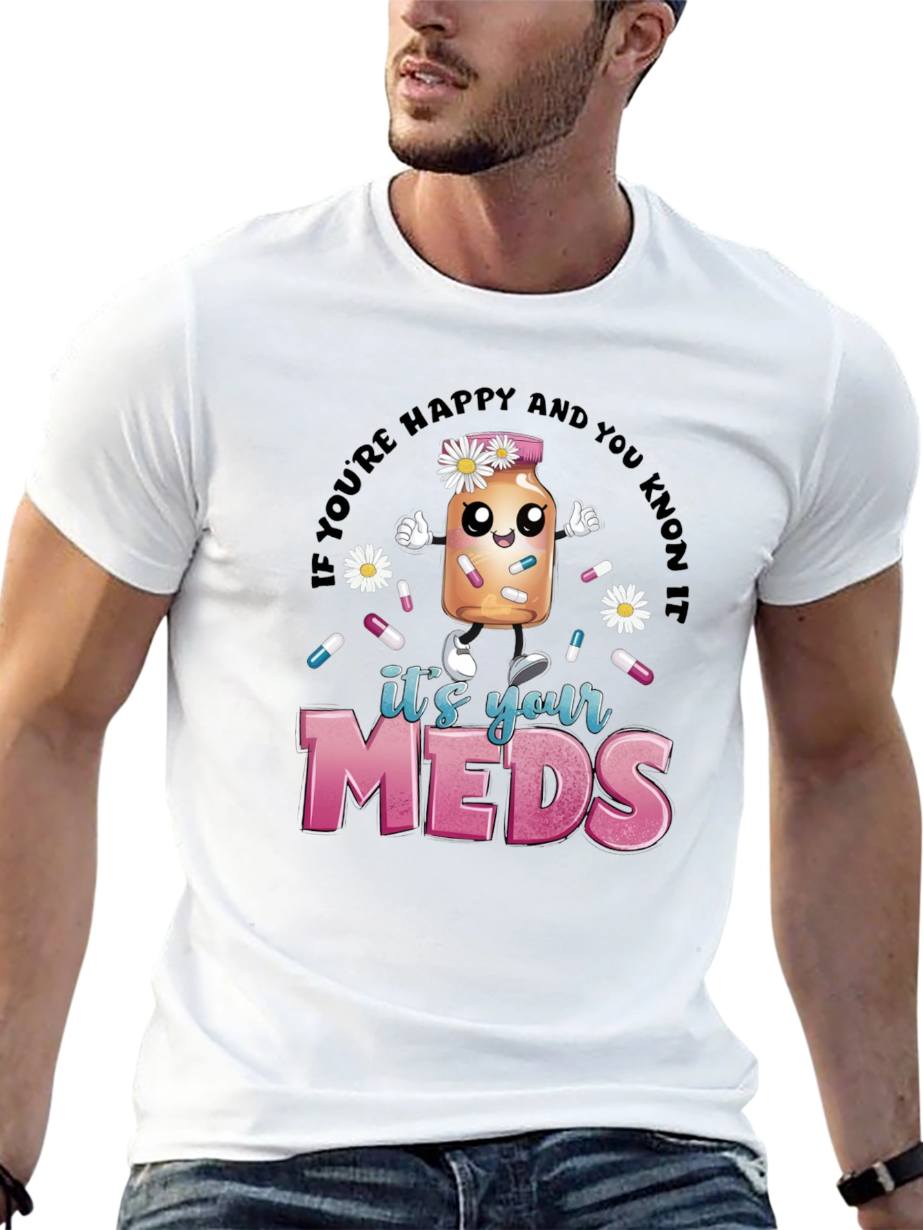Black Humorous 'It's Your Meds' Graphic T-Shirt view 13