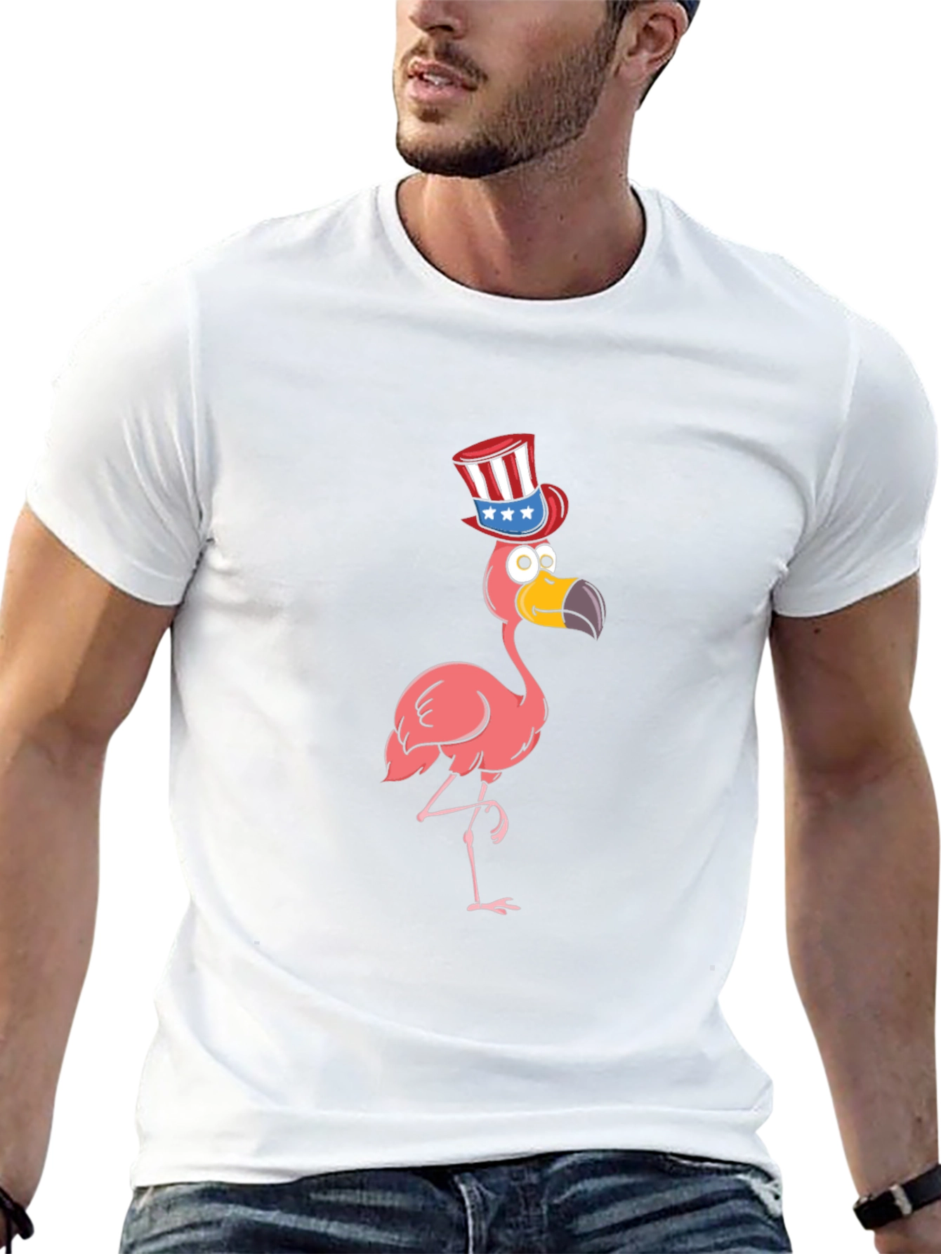 Black Patriotic Flamingo Graphic Tee view 13