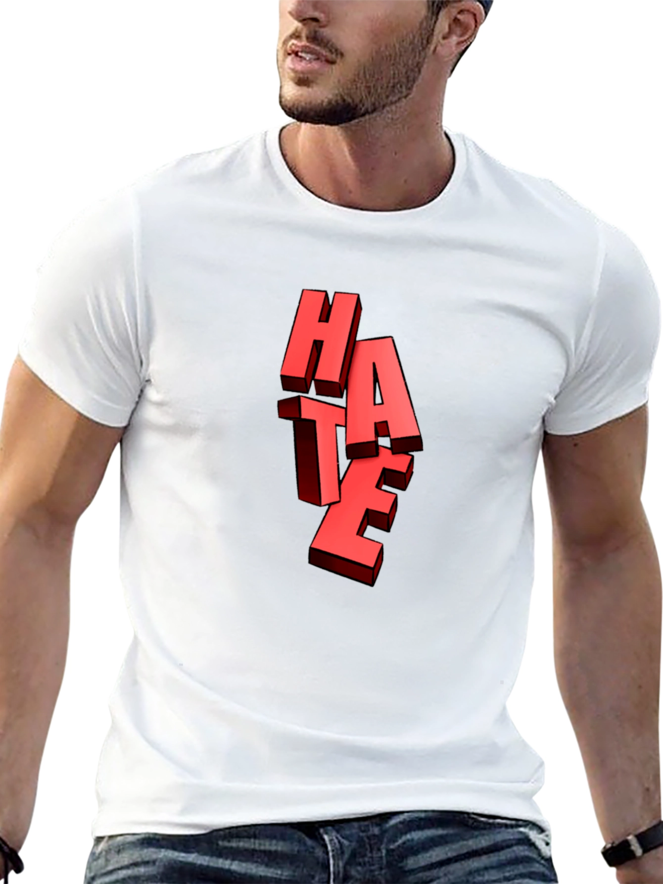 Black Bold "HATE" Graphic Tee - Edgy Statement Shirt view 13