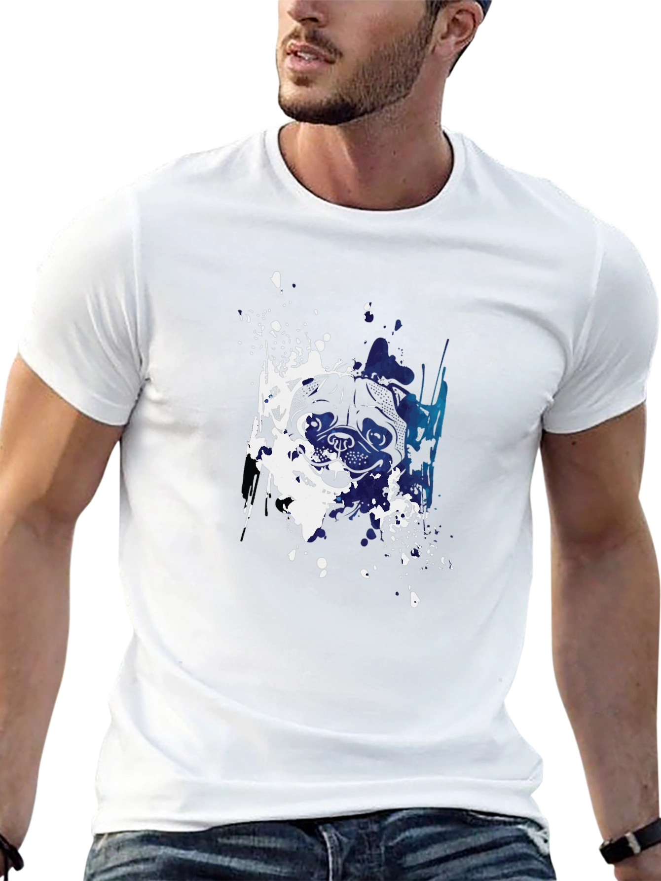 Black Dog Splatter Art Black T-Shirt view 13