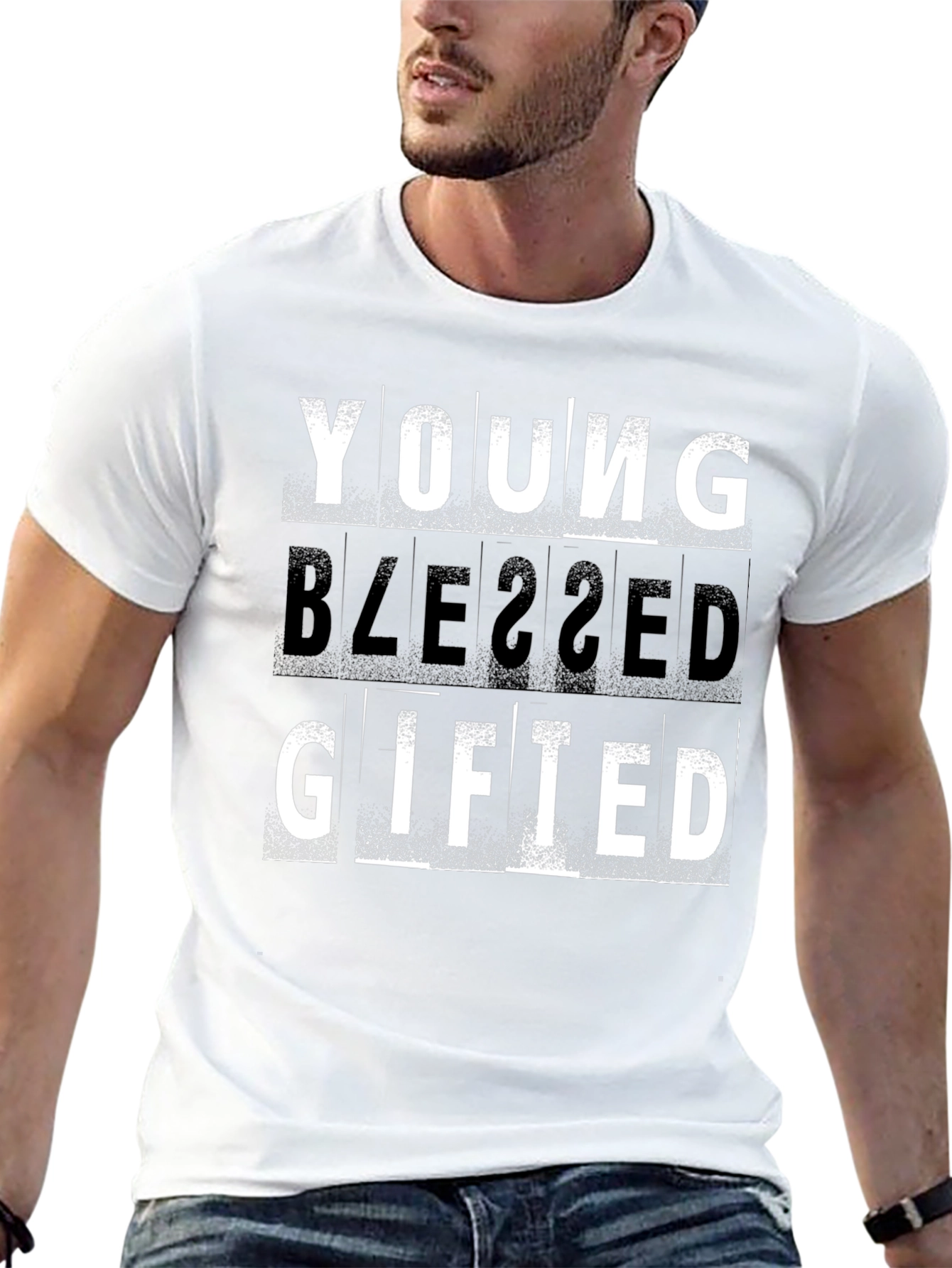 Black Young Blessed Gifted T-Shirt view 13