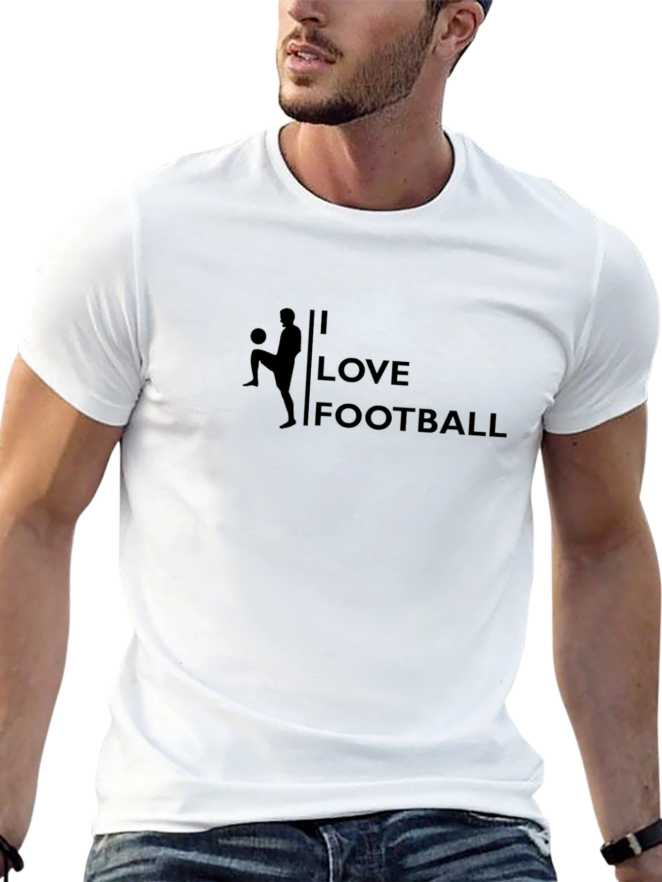 Black I Love Football Black T-Shirt view 13