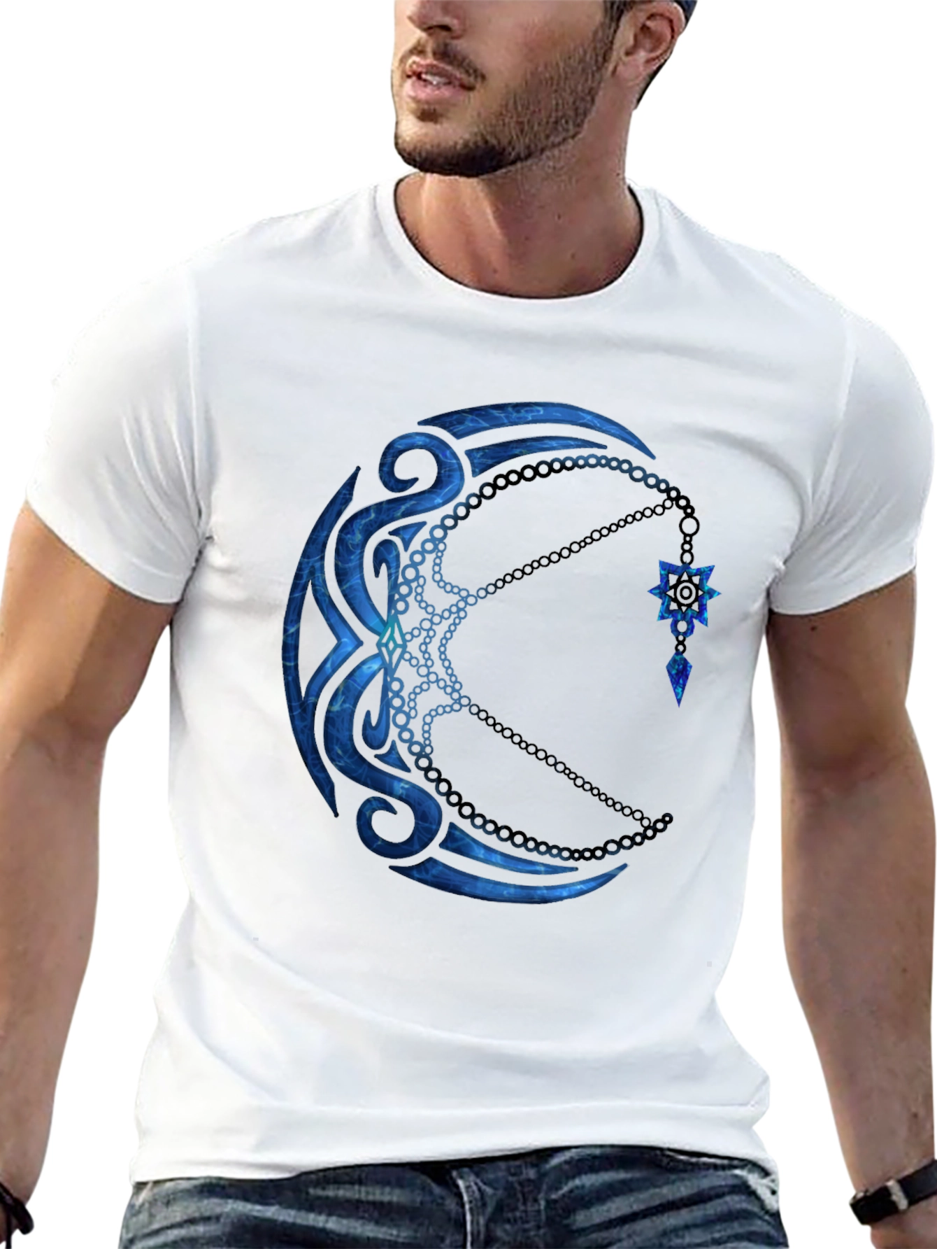 Black Tribal Moon Graphic Black T-Shirt view 13