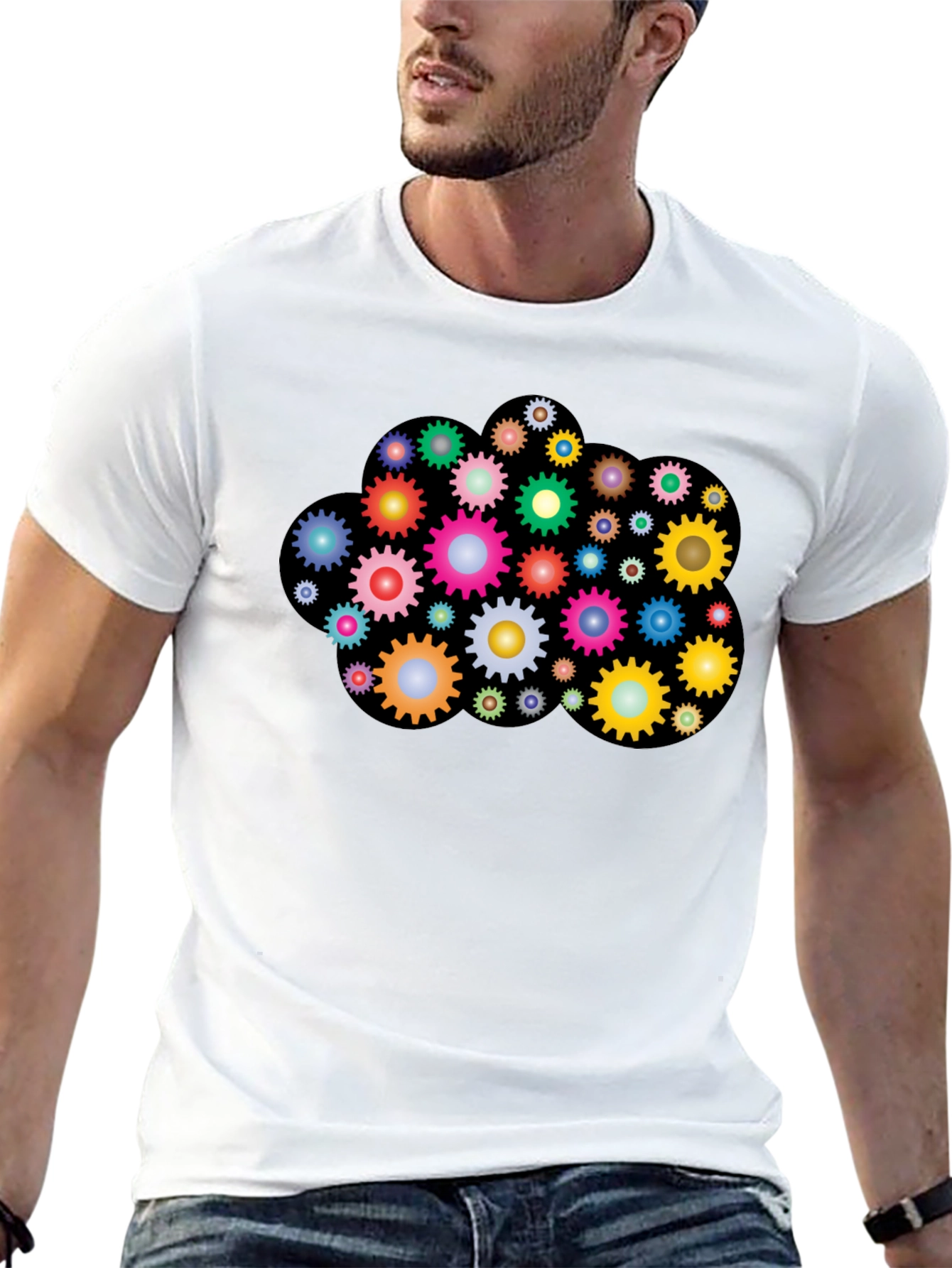 Black Gear Cloud Graphic T-Shirt - Black view 13