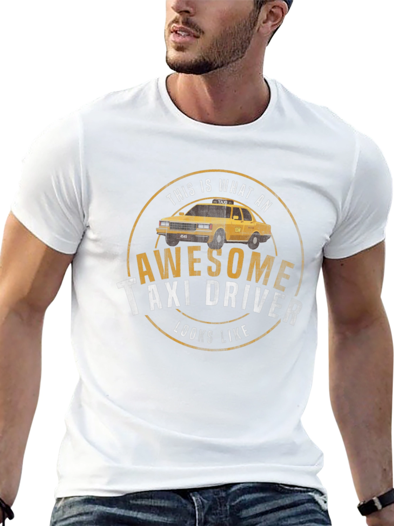 Black Awesome Taxi Driver T-Shirt - Classic Design view 13