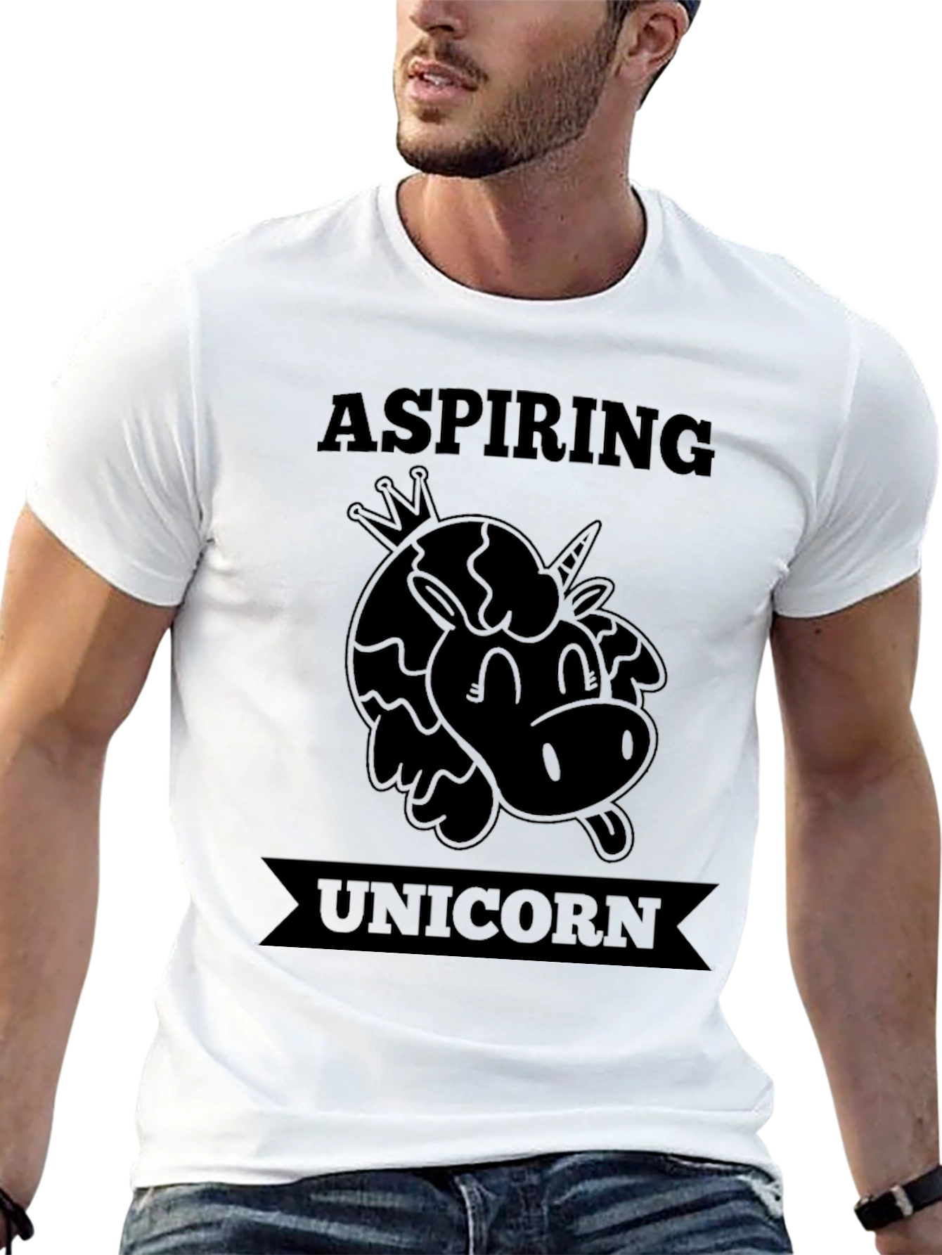 Black Aspiring Unicorn Black T-Shirt - Novelty Tee view 13