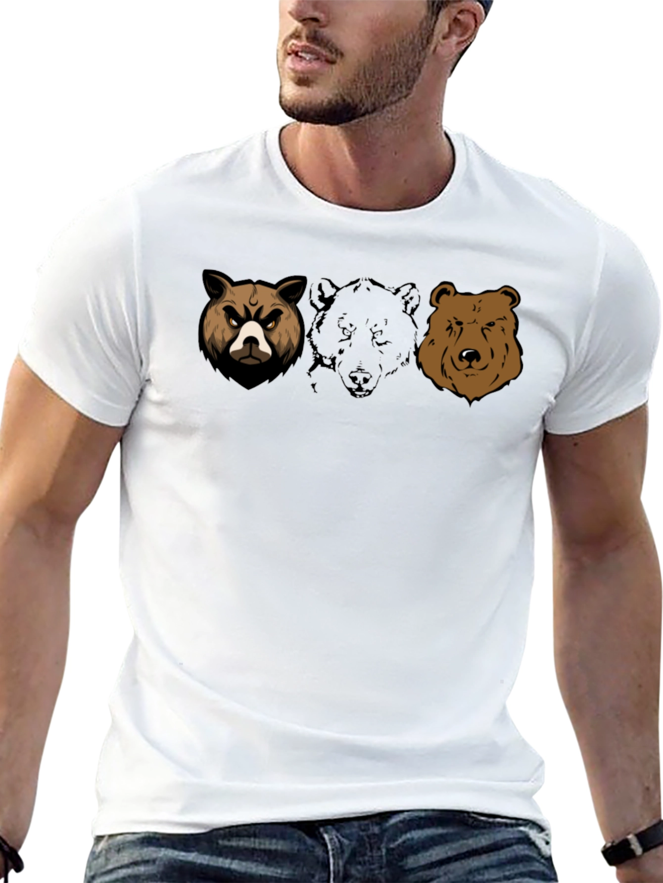 Black Bear Trio Graphic T-Shirt - Black Cotton Tee view 13