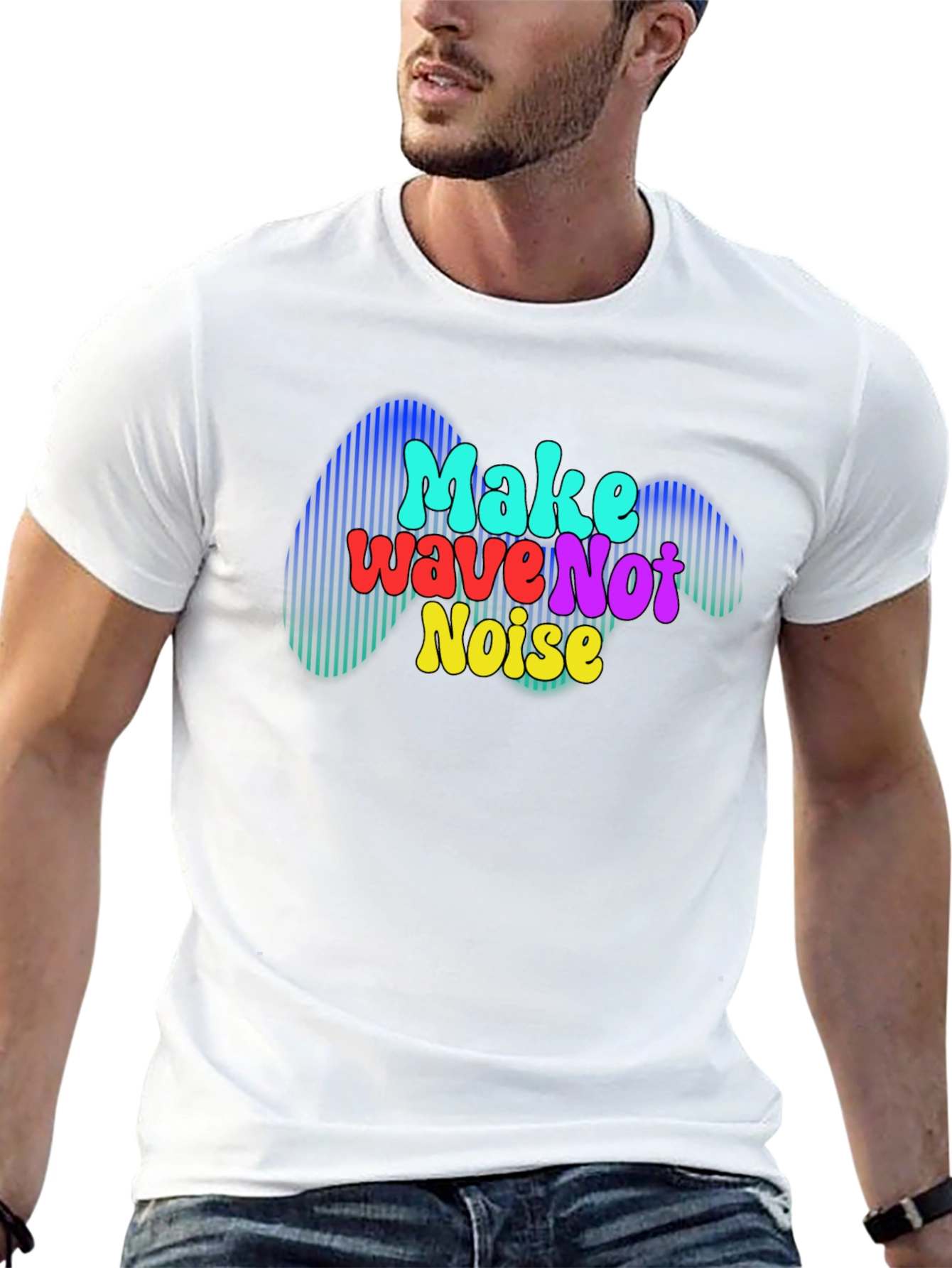 Black Make Wave Not Noise Graphic T-Shirt view 13