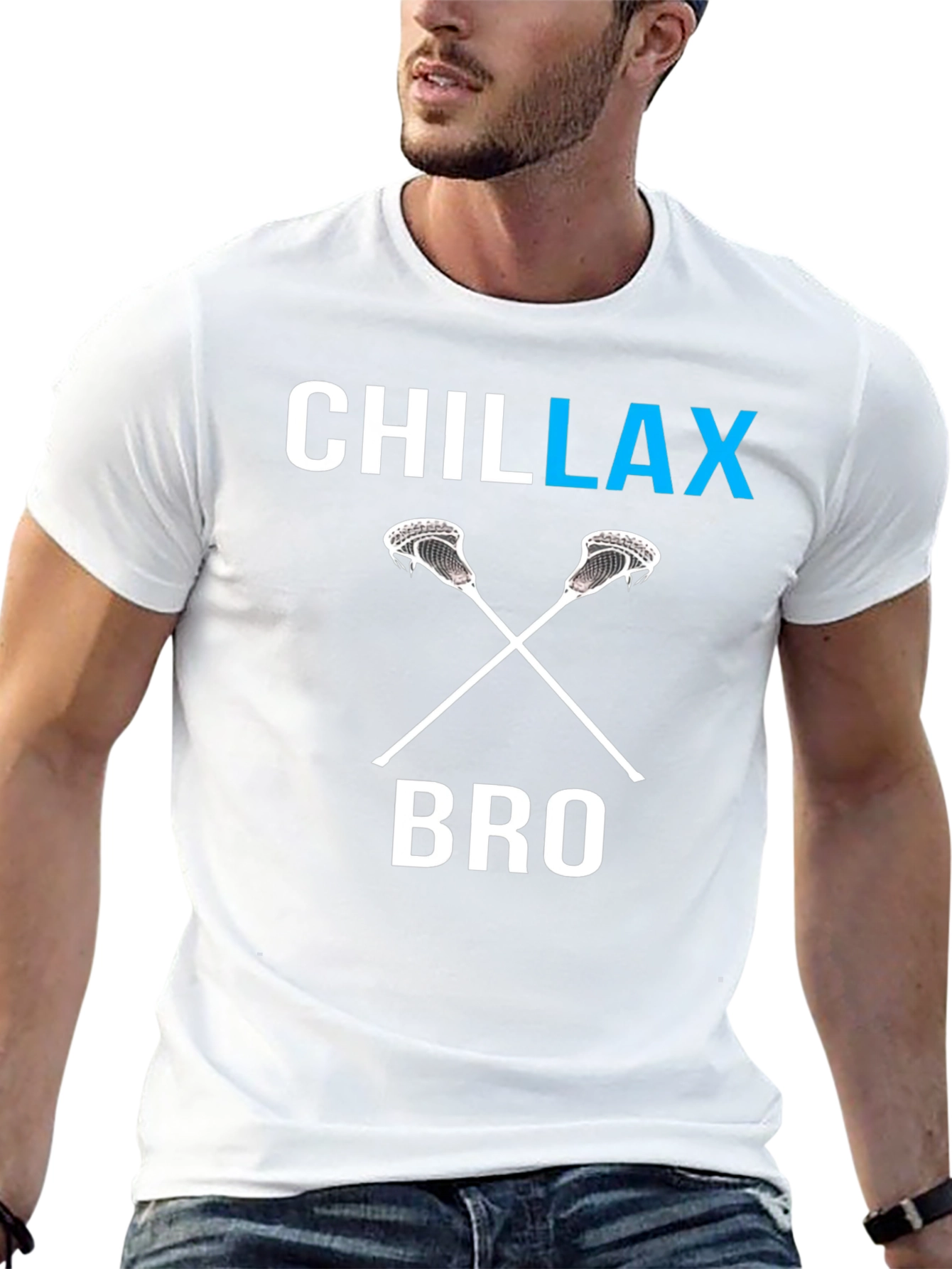 Black Chillax Bro Lacrosse Graphic T-Shirt view 13