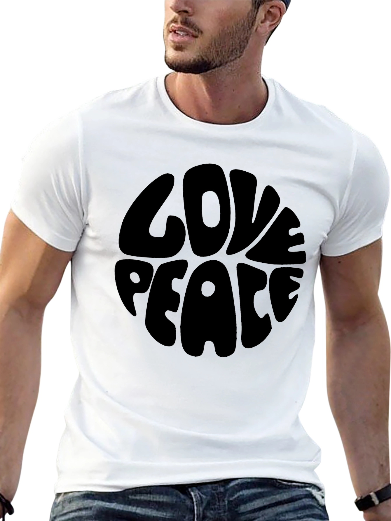 Black Love Peace Graphic T-Shirt - Black view 13