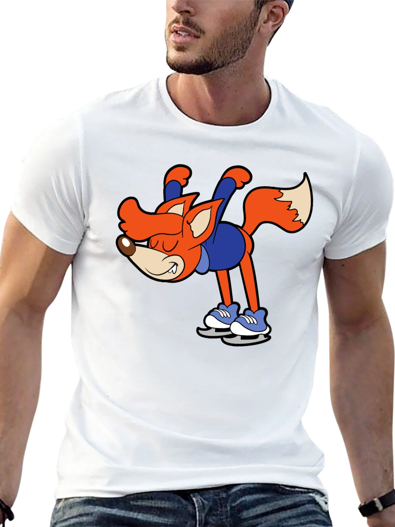 Black Skating Fox Graphic T-Shirt view 13