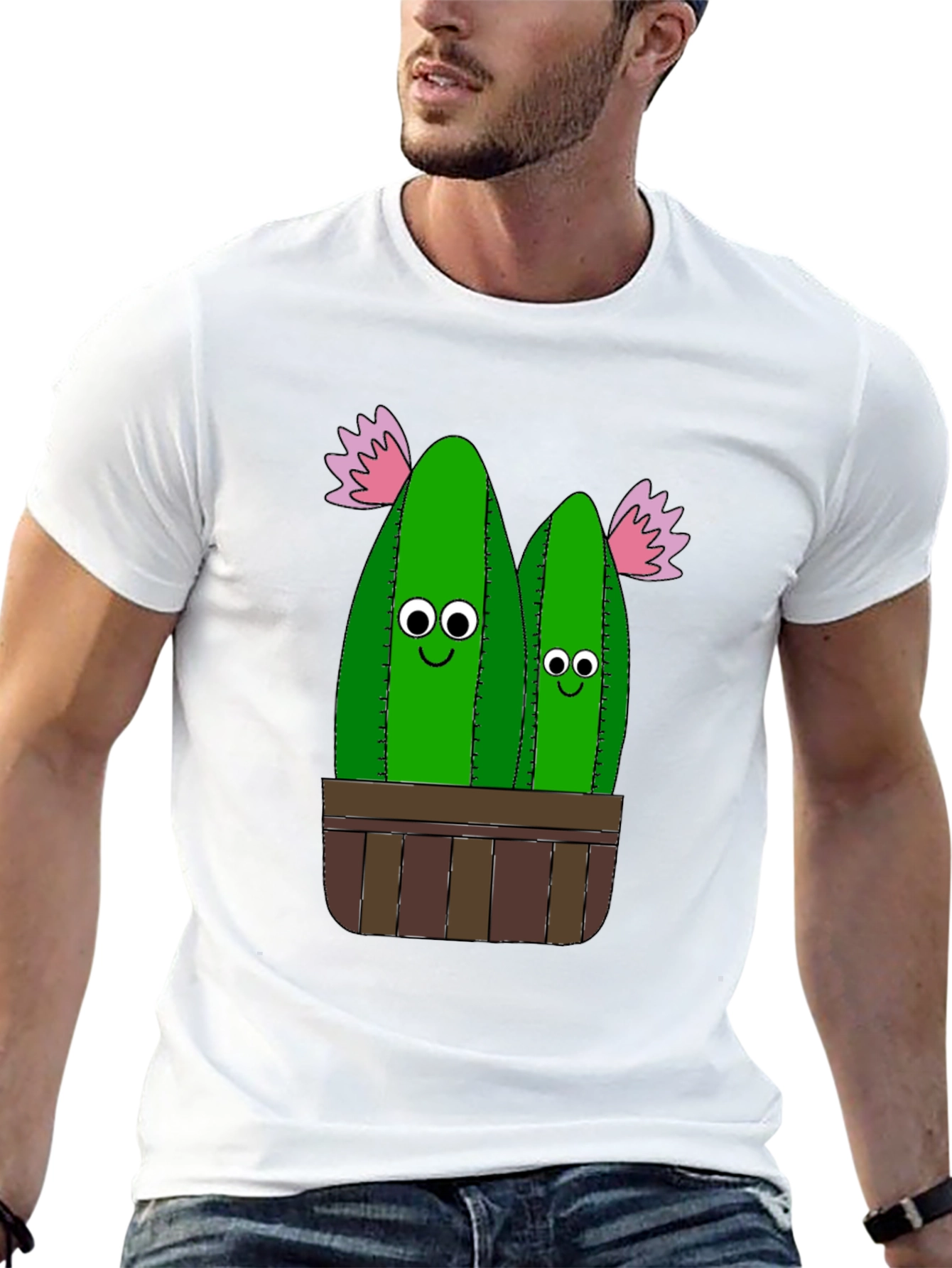 Black Funny Cactus Plant Graphic T-Shirt view 13