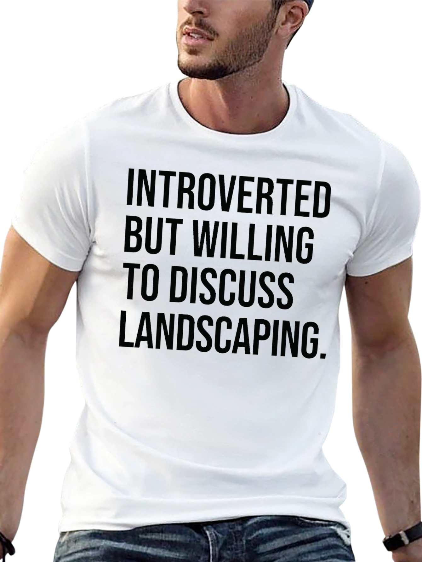 Black Introverted Landscaping T-Shirt - Black Cotton Tee view 13
