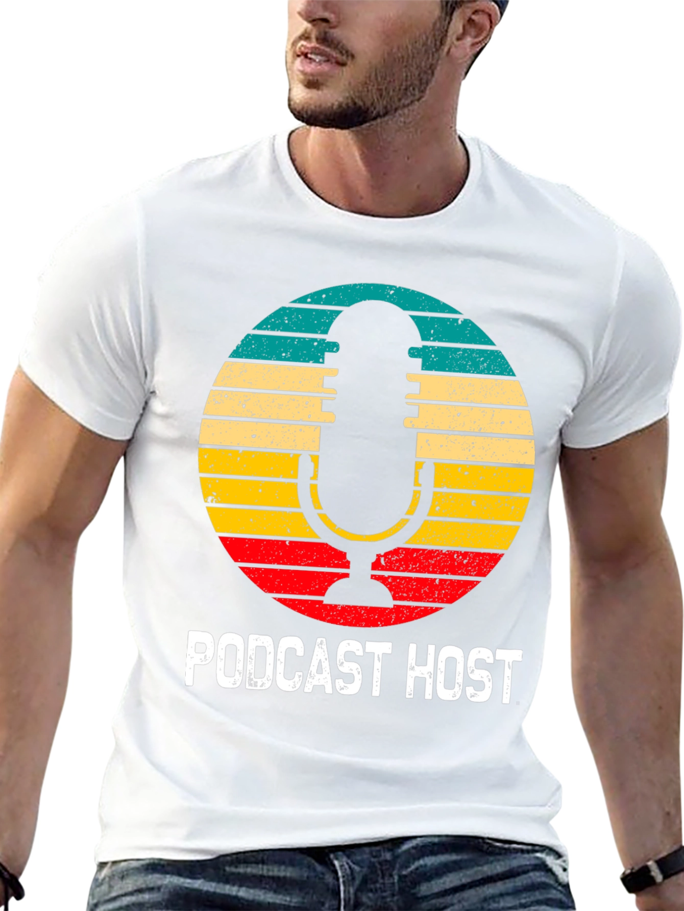 Black Podcast Host Retro T-Shirt view 13