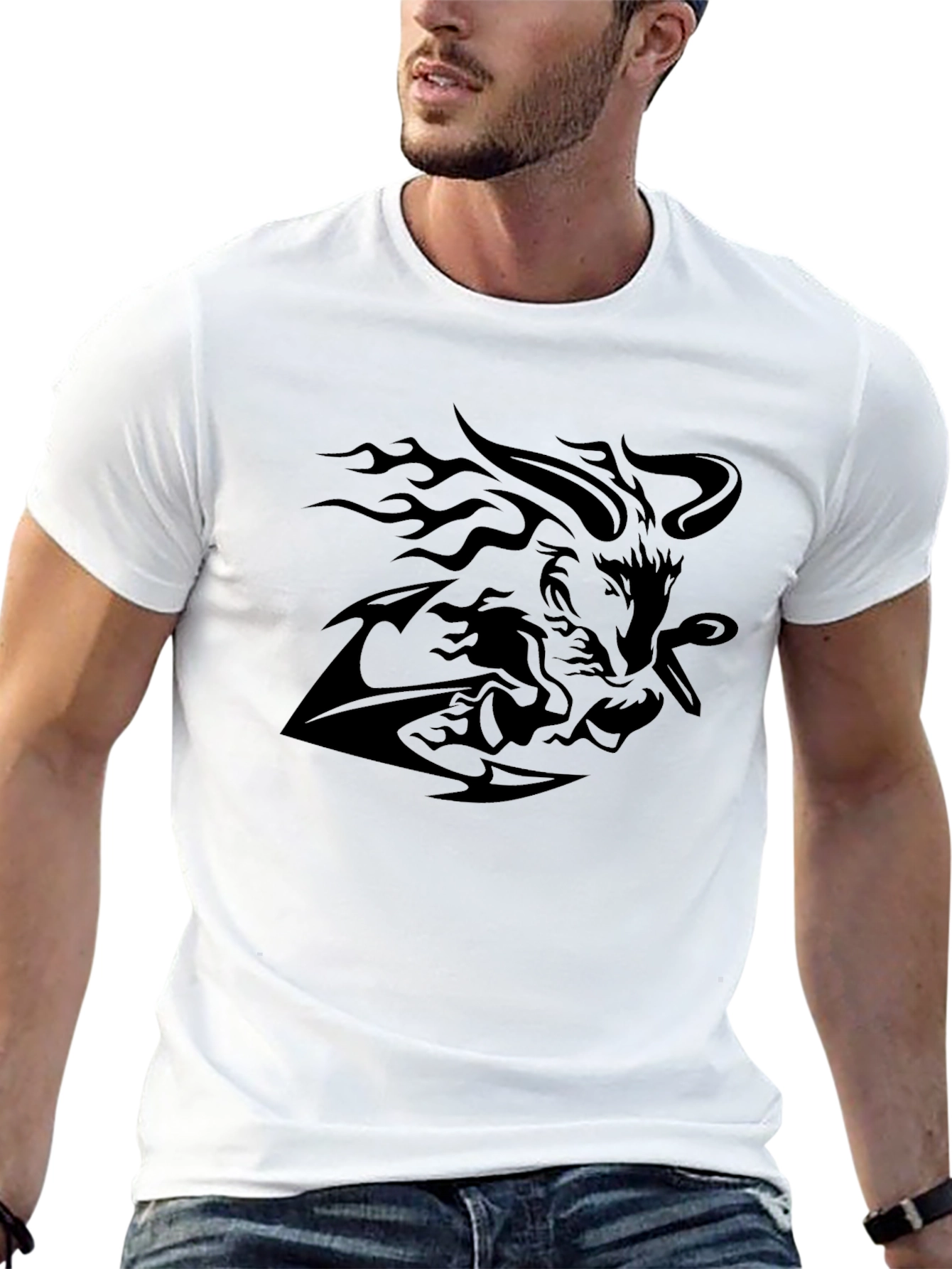 Black Black Graphic Tee - Lion & Flames view 13