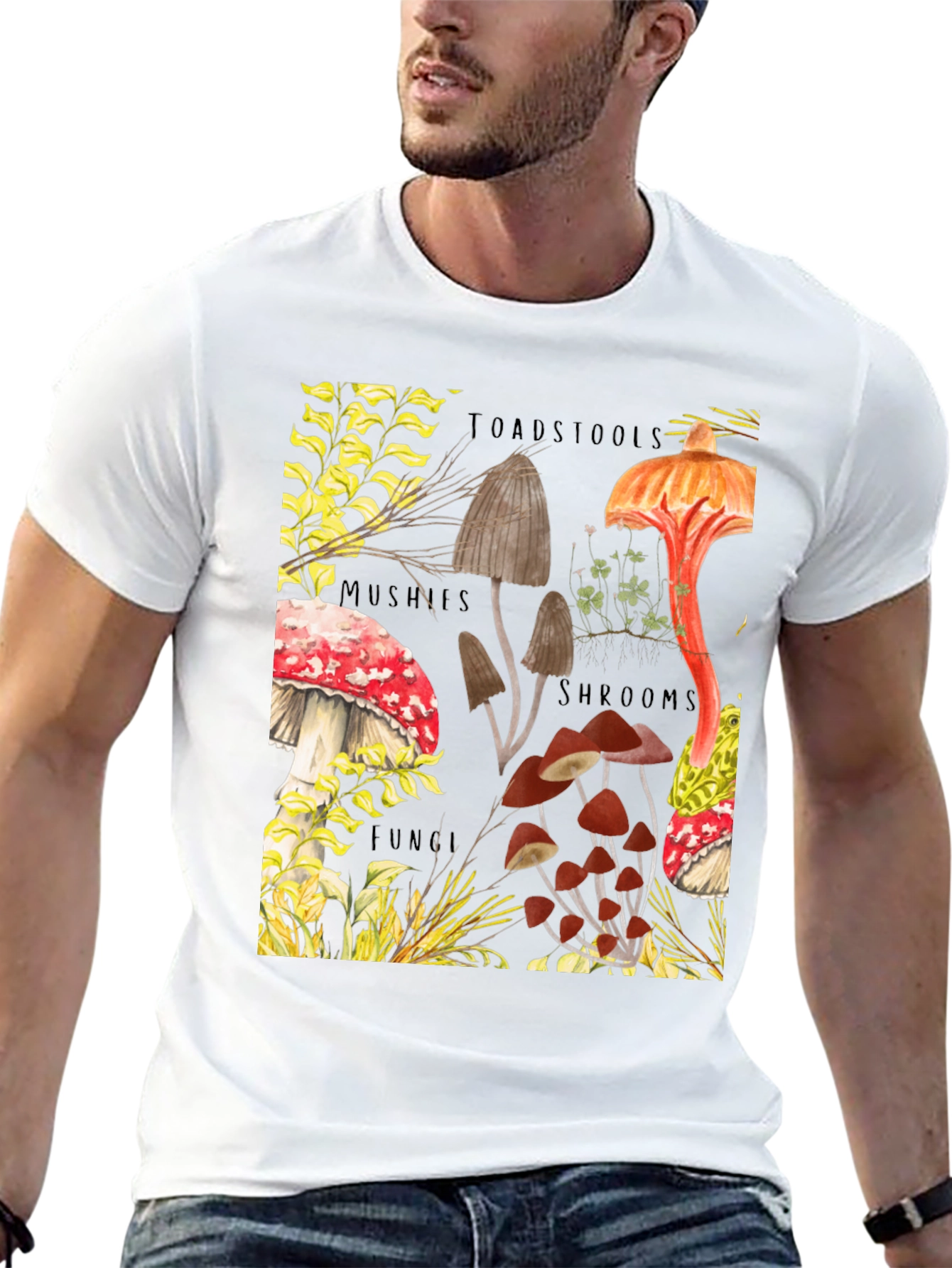 Black Mushroom Print T-Shirt - Fun Guy Apparel view 13