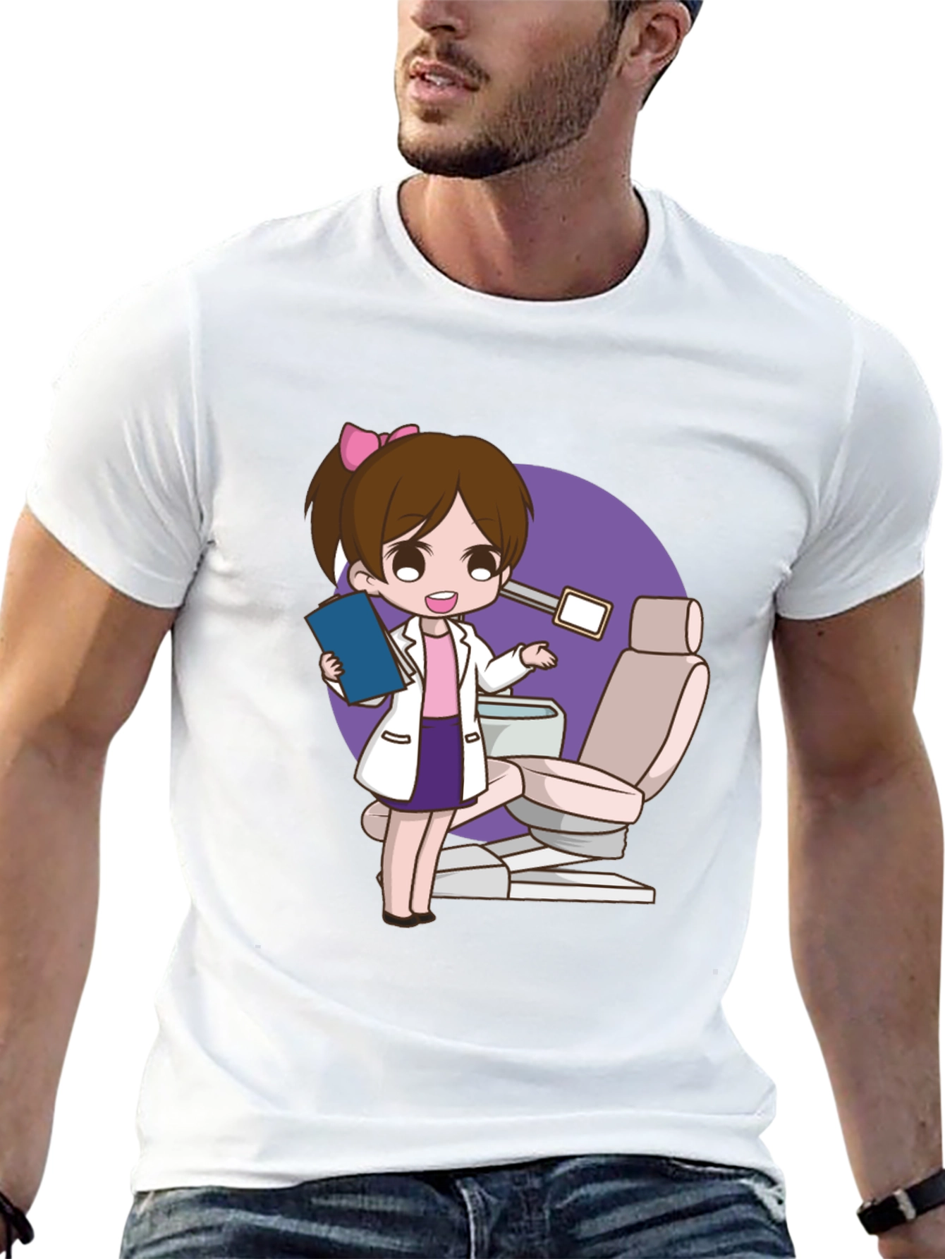 Black Dentist Cartoon Graphic T-Shirt view 13