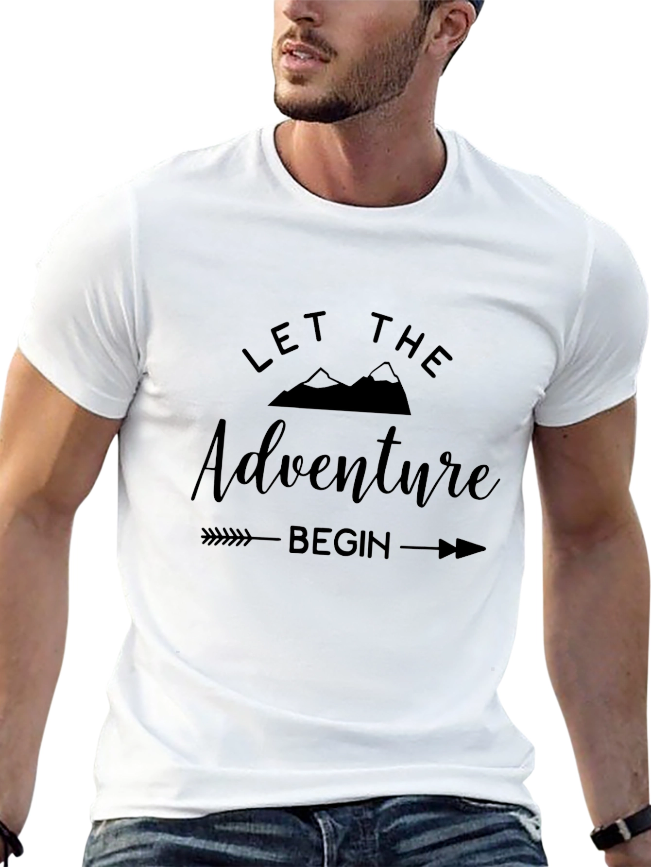 Black Adventure Begins T-Shirt - Mountains Design view 13