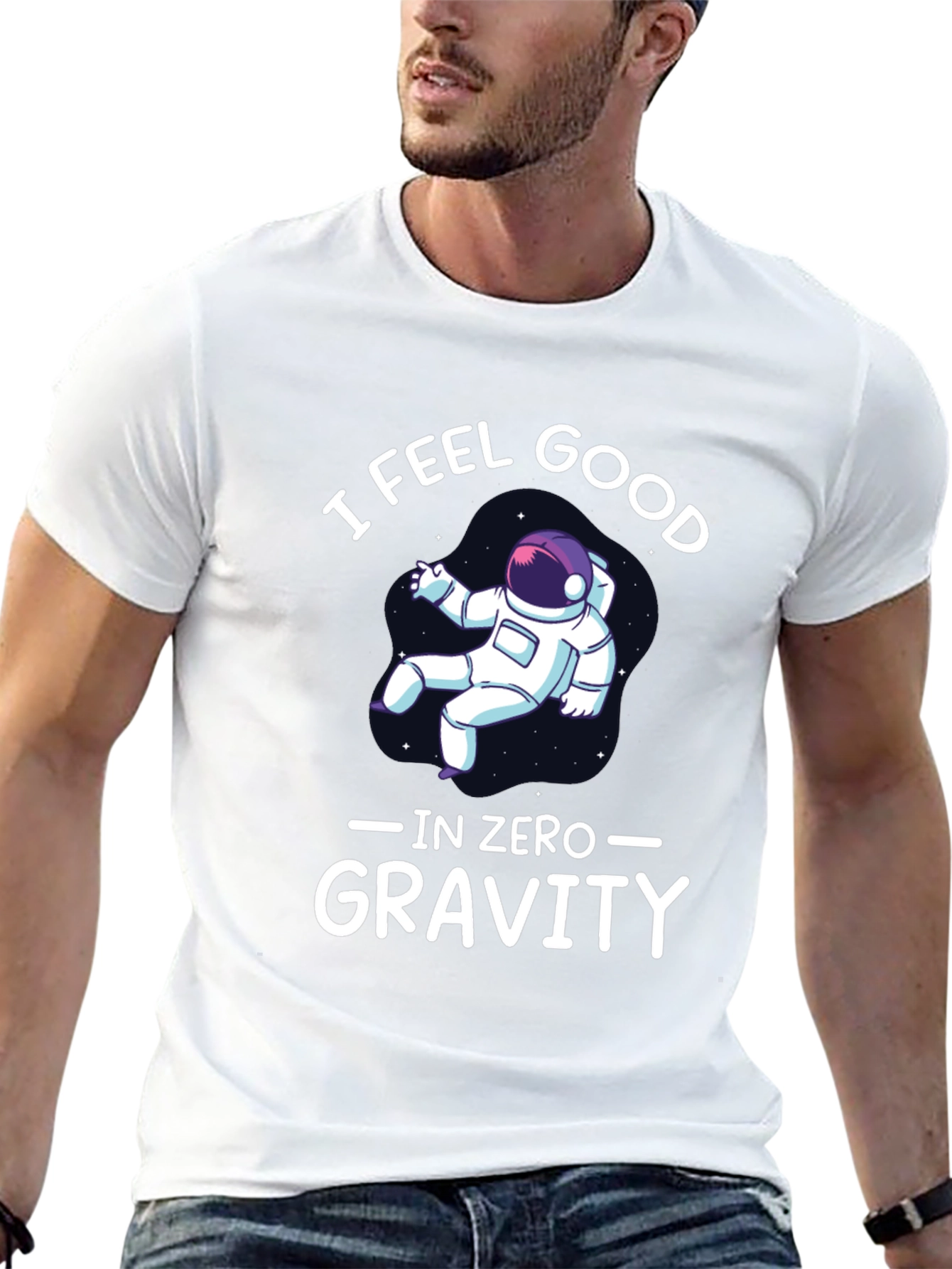 Black I Feel Good in Zero Gravity Graphic T-Shirt view 13
