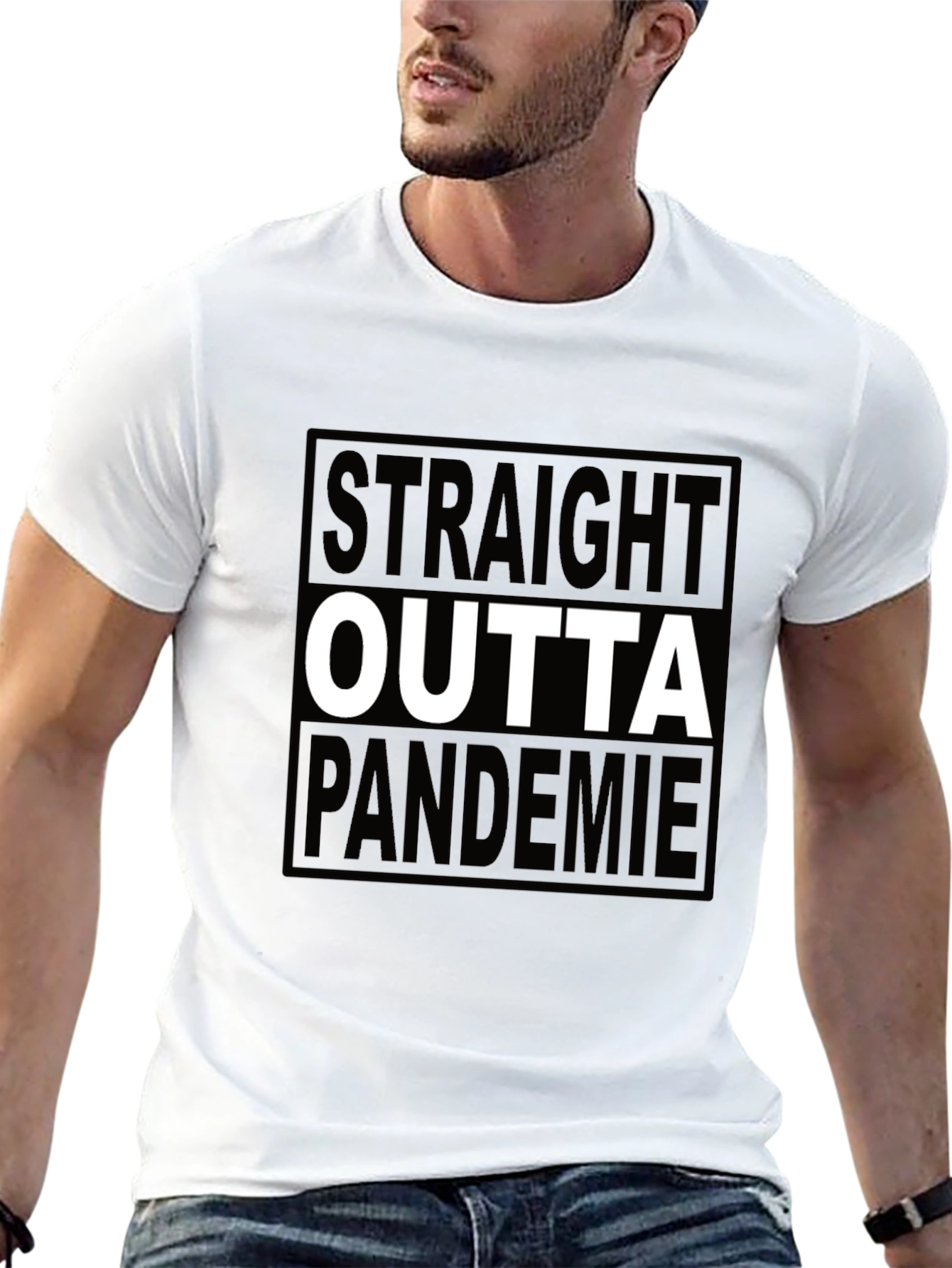 Black Straight Outta Pandemie Black T-Shirt view 13