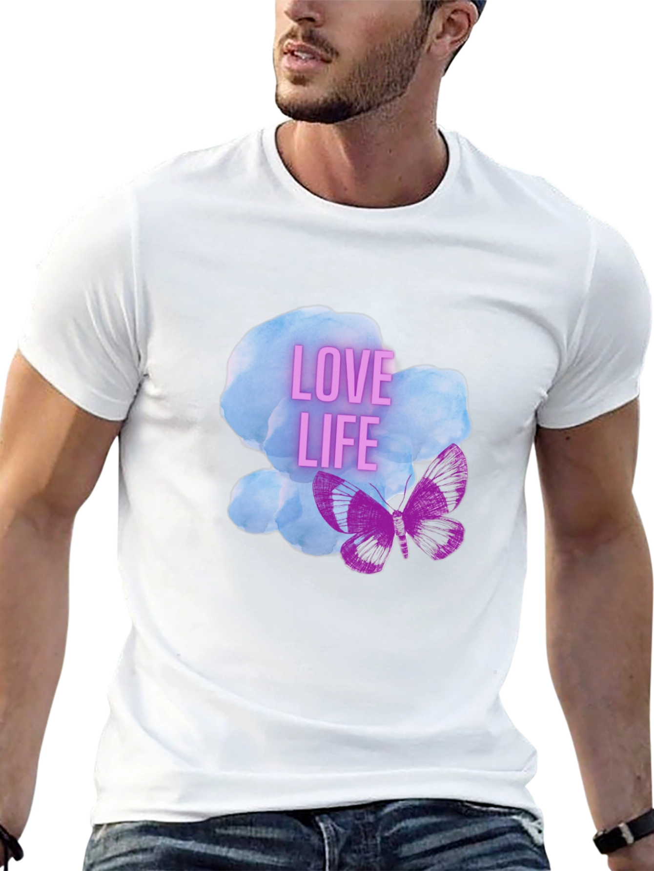 Black Love Life Butterfly Graphic Tee - Stylish Black T-Shirt view 13
