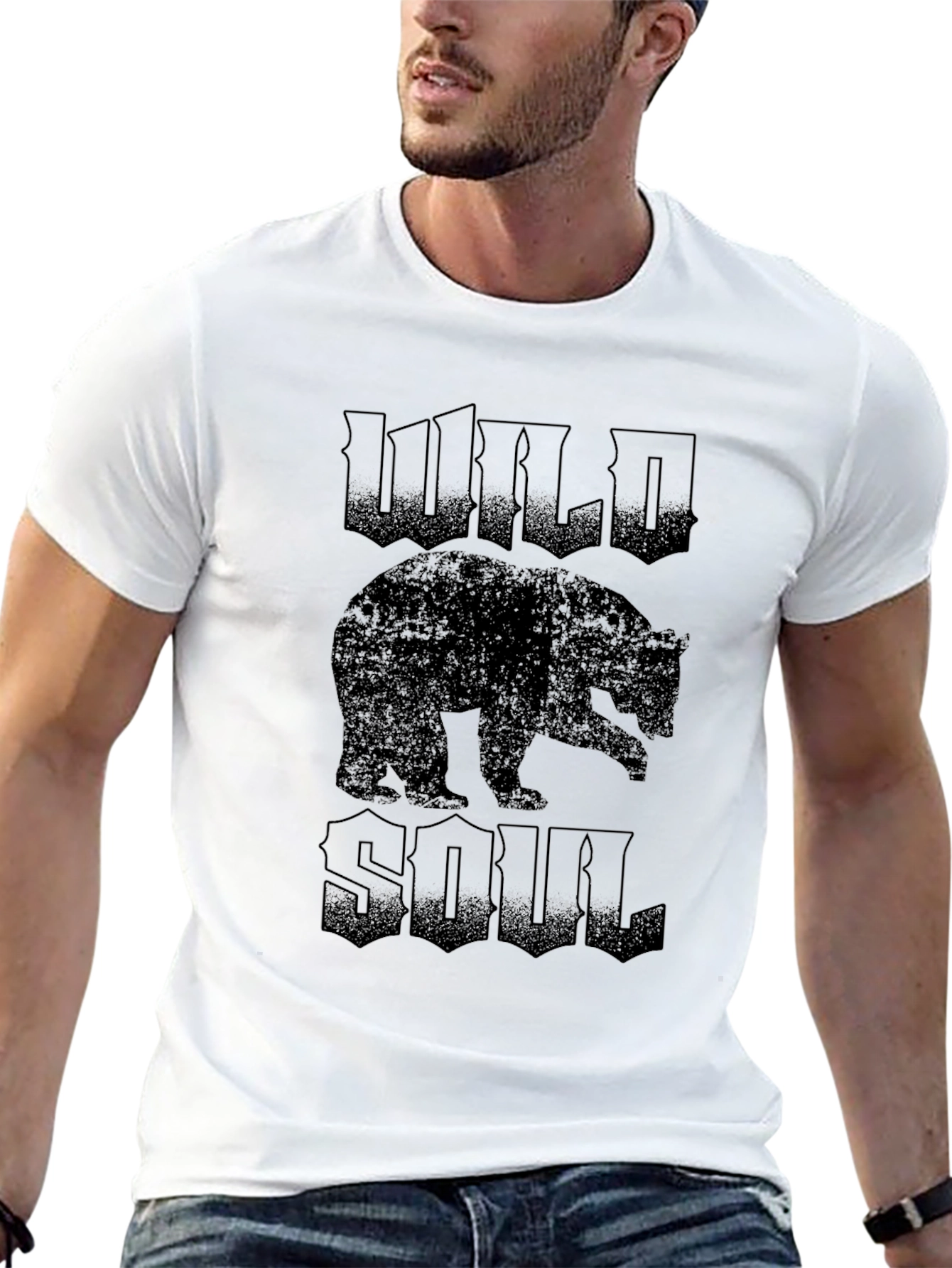 Black Wild Soul Bear Graphic Tee - Black view 13