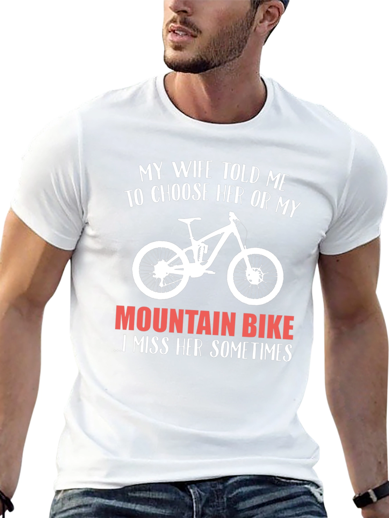 Black Funny Mountain Bike T-Shirt - Choose Her or My Bike! view 13