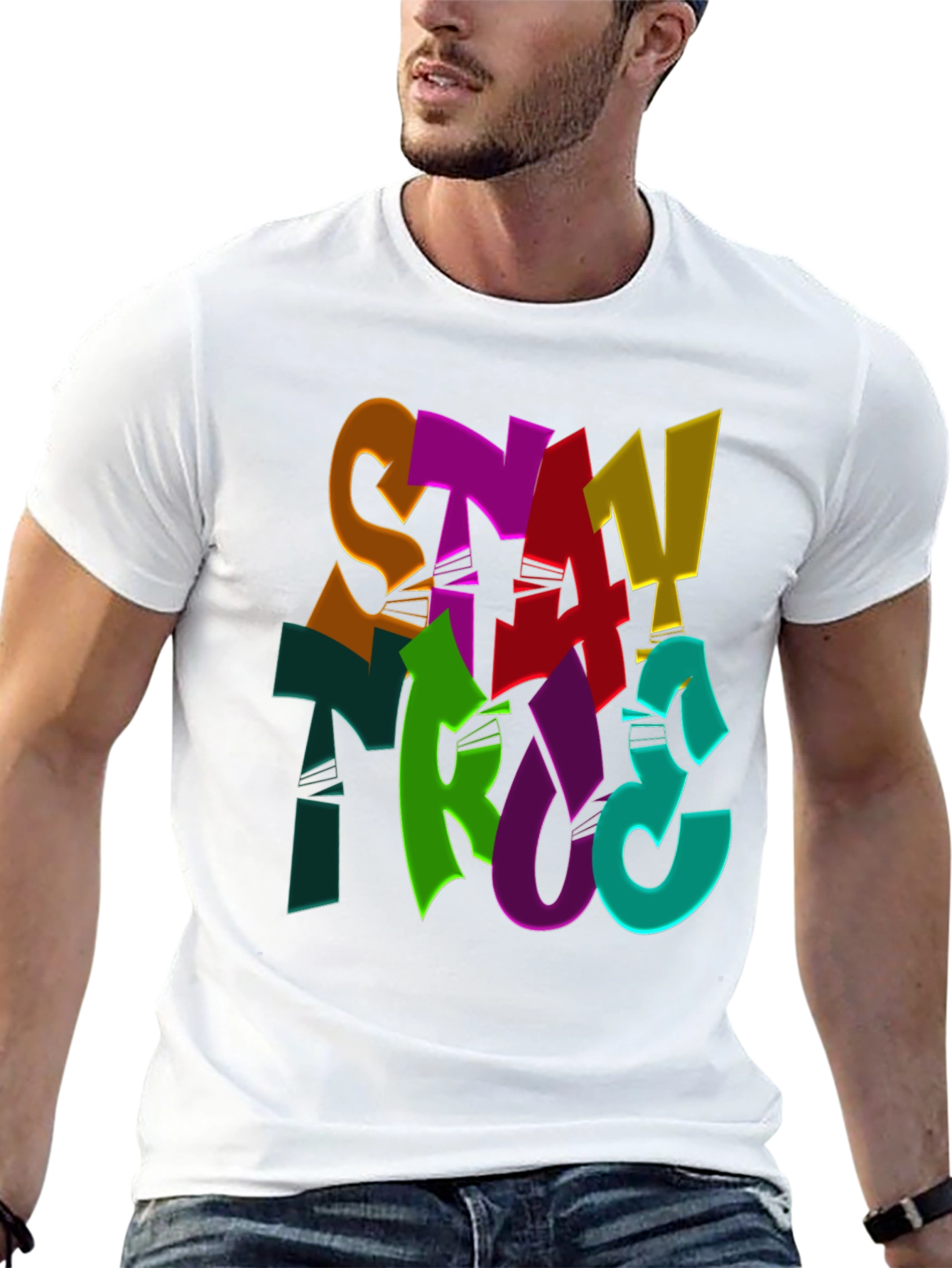 Black Stay True Graphic Print Black T-Shirt view 13