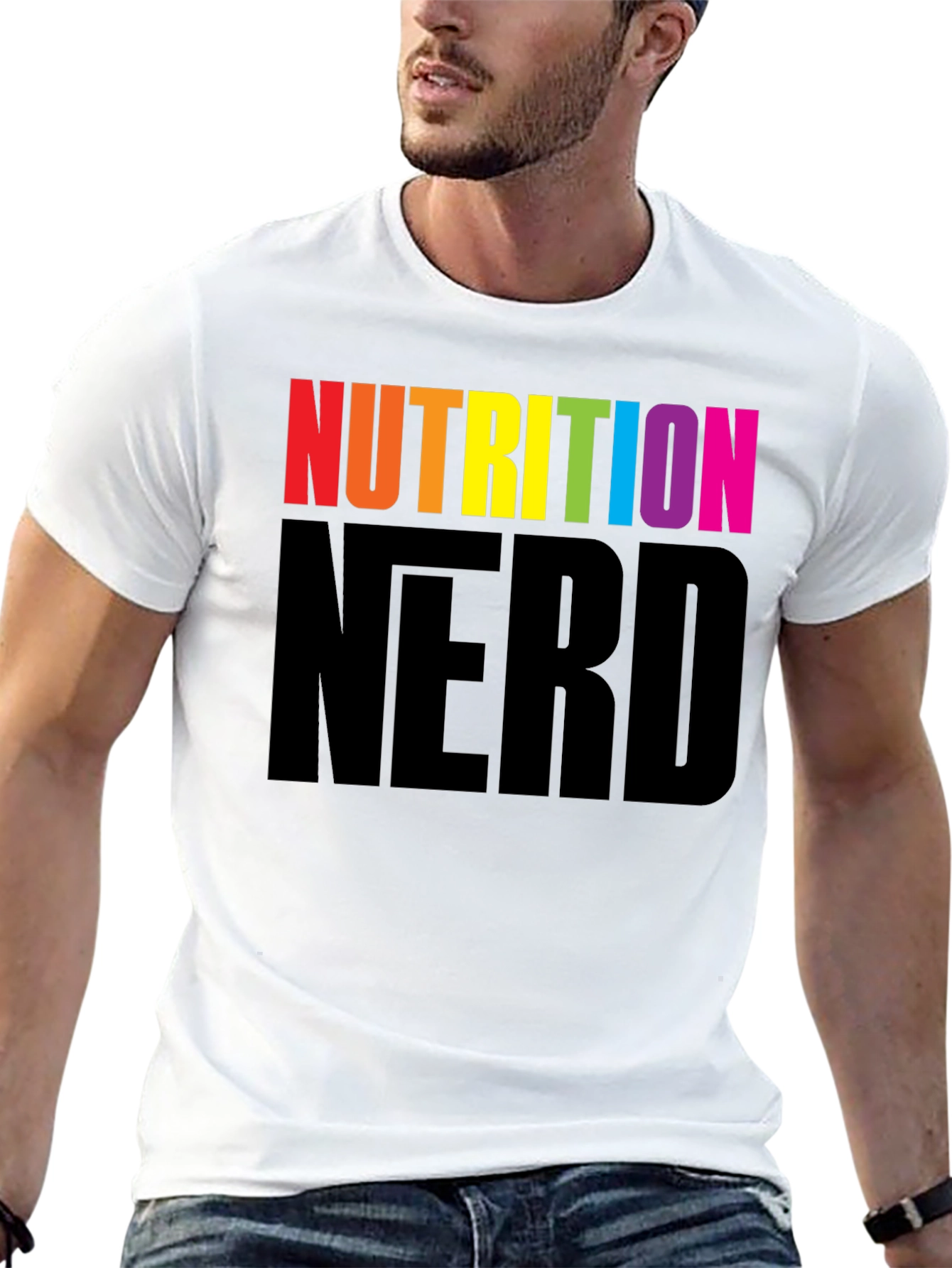 Nutrition Nerd Rainbow Graphic Black T-Shirt - 13