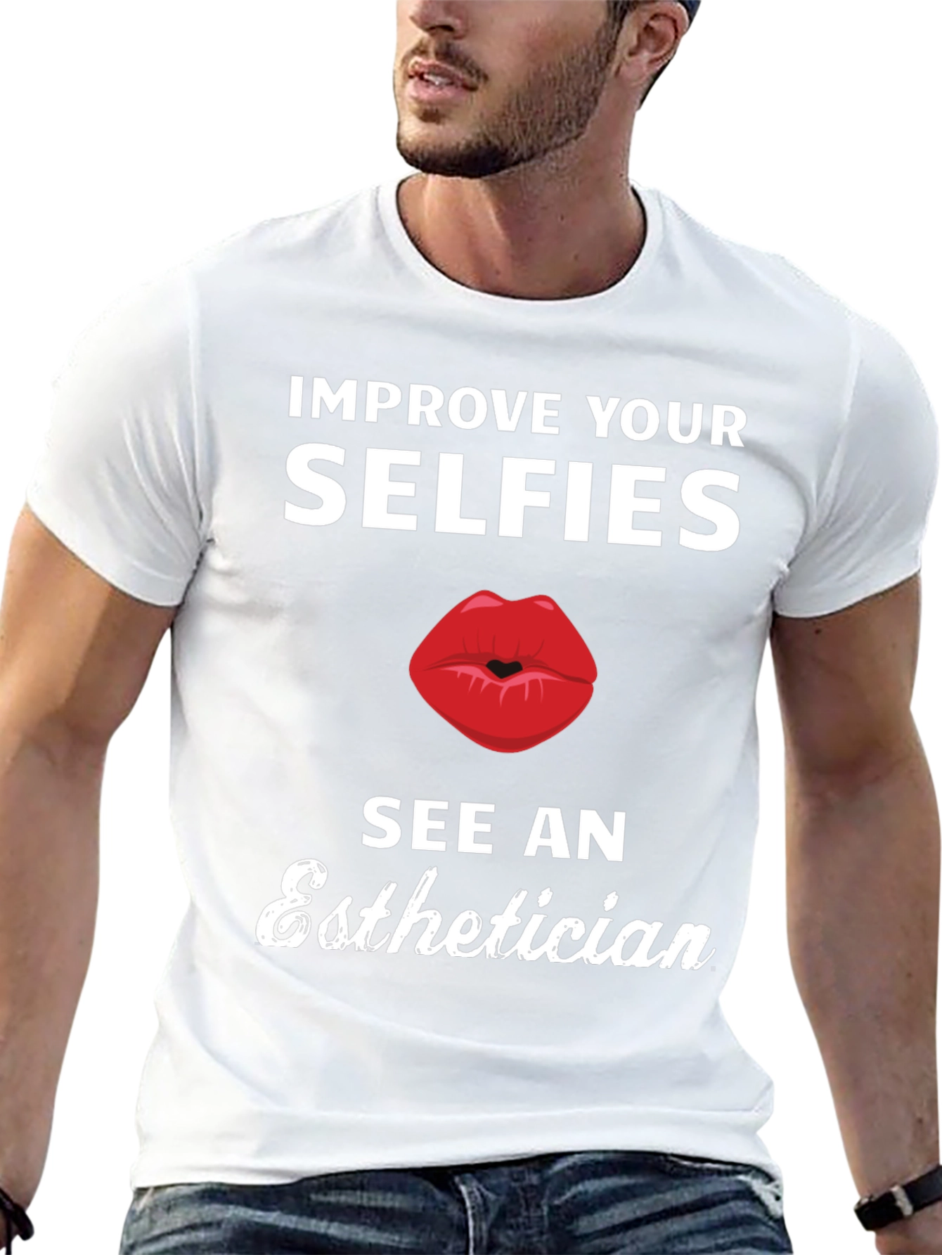 Black Improve Your Selfies Esthetician T-Shirt view 13
