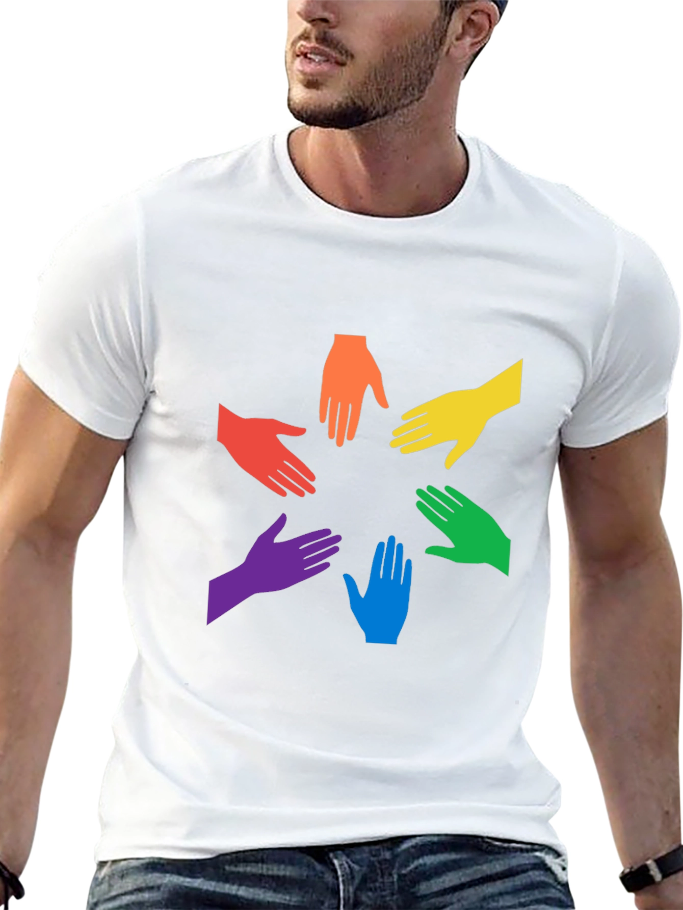 Black Unity Rainbow Hands Graphic T-Shirt view 13